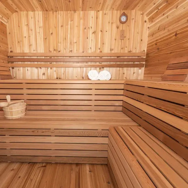 Outdoor Square Red Cedar Sauna – 4-6 Person Traditional Steam Sauna with Electric or Wood-Burning Heater