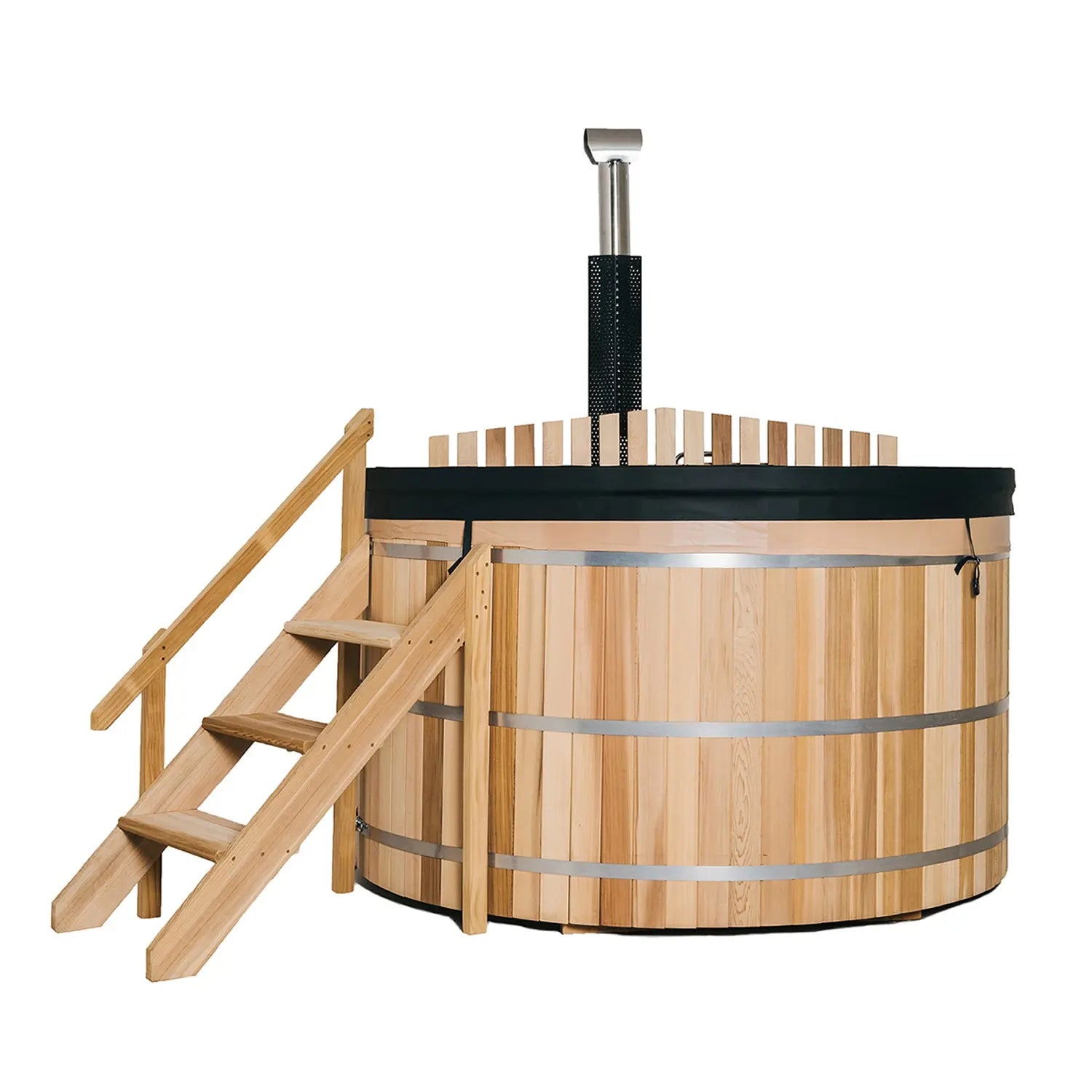 Built-In Oven Wood Fired Hot Tub – Red Cedar Outdoor Wooden Hot Tub for 1 Person