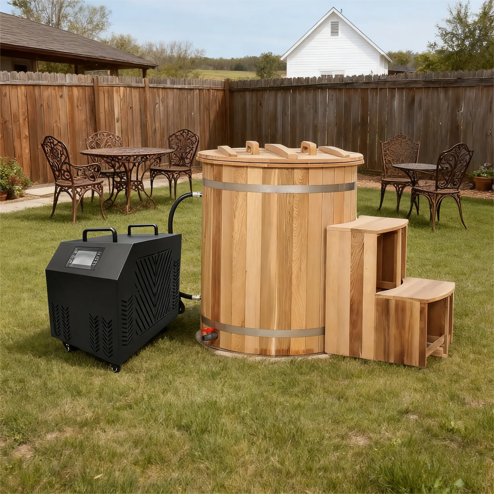 ICE TUB – Personal Cold Plunge Tub for Recovery & Wellness, Red Cedar Ice Bath with Chiller