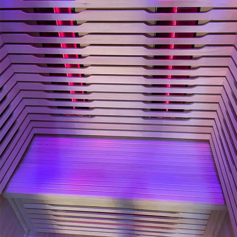 2-Person Far Infrared Sauna – Compact Home Sauna Cabin with Oxygen Ionizer & Color Therapy Lights