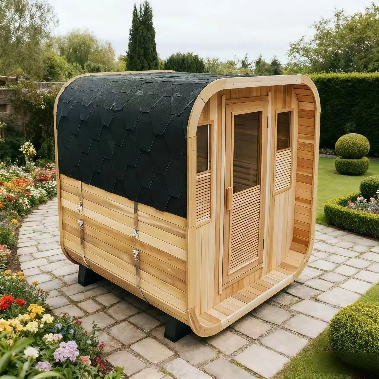 Anyi Red Cedar Outdoor Sauna – 4–6 Person Traditional Steam Sauna with 6kW Heater
