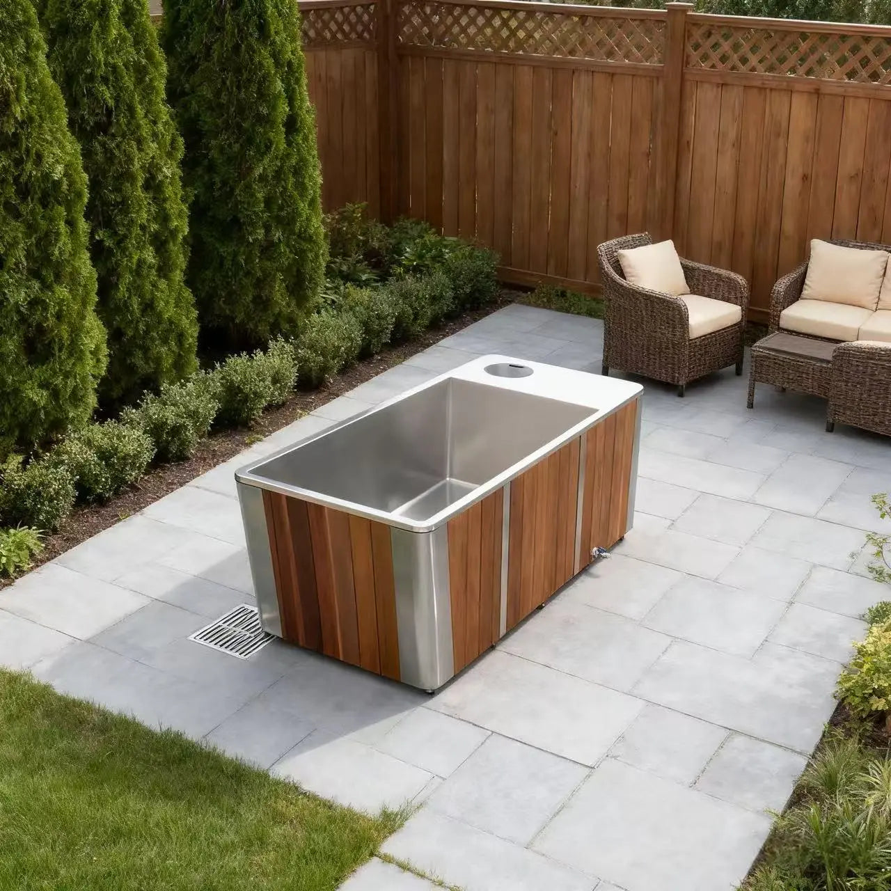 Wooden All-in-One Ice Tub – Cold Plunge Bath with Chiller for Recovery & Wellness