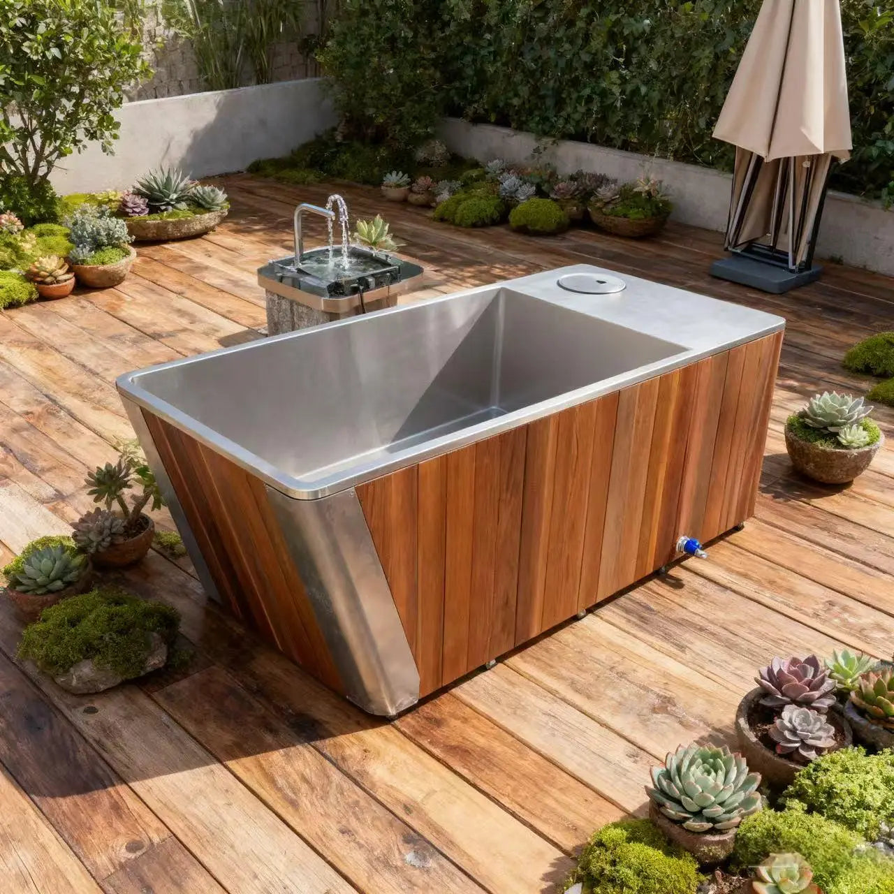 Wooden All-in-One Ice Tub – Cold Plunge Bath with Chiller for Recovery & Wellness