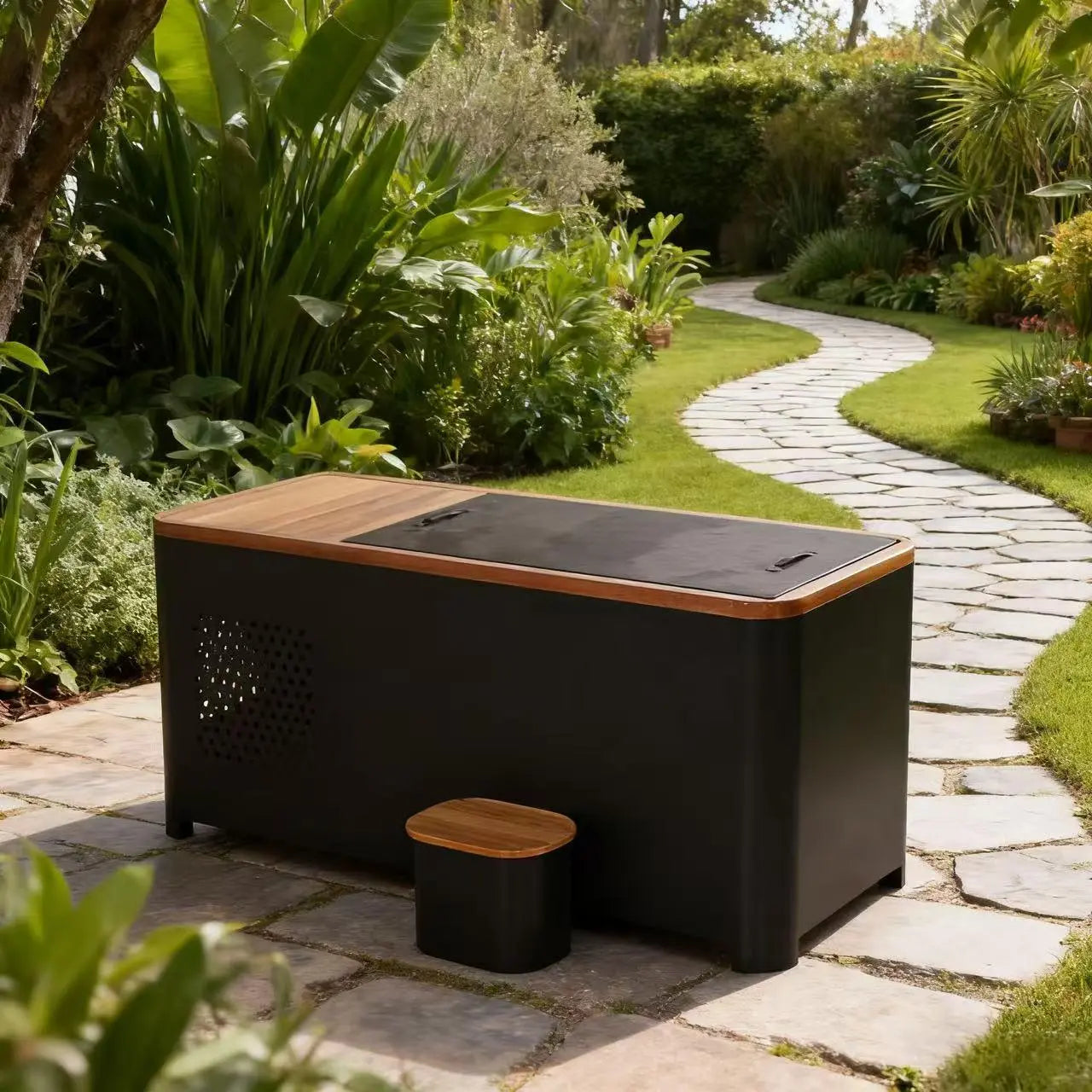 Black Rectangular Ice Tub – Outdoor Cold Plunge Recovery Bath
