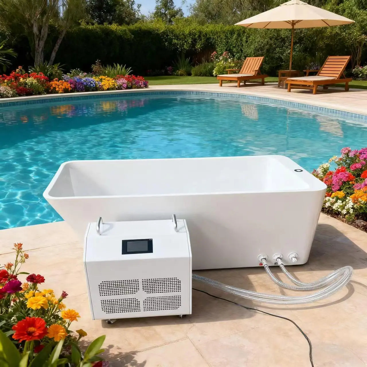 ICE TUB – Rectangular Acrylic Cold Plunge Tub with Chiller for Recovery & Thermal Contrast Therapy