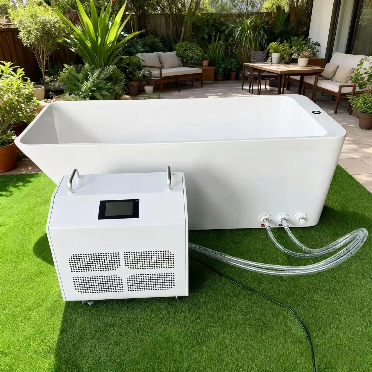 ICE TUB – Rectangular Acrylic Cold Plunge Tub with Chiller for Recovery & Thermal Contrast Therapy