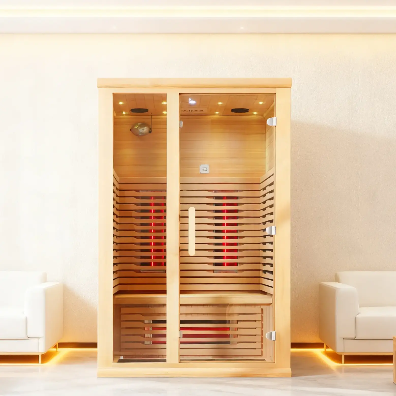 Far Infrared Sauna – Premium 1–2 Person Home Wellness Cabin with Chromotherapy & Oxygen Ionizer