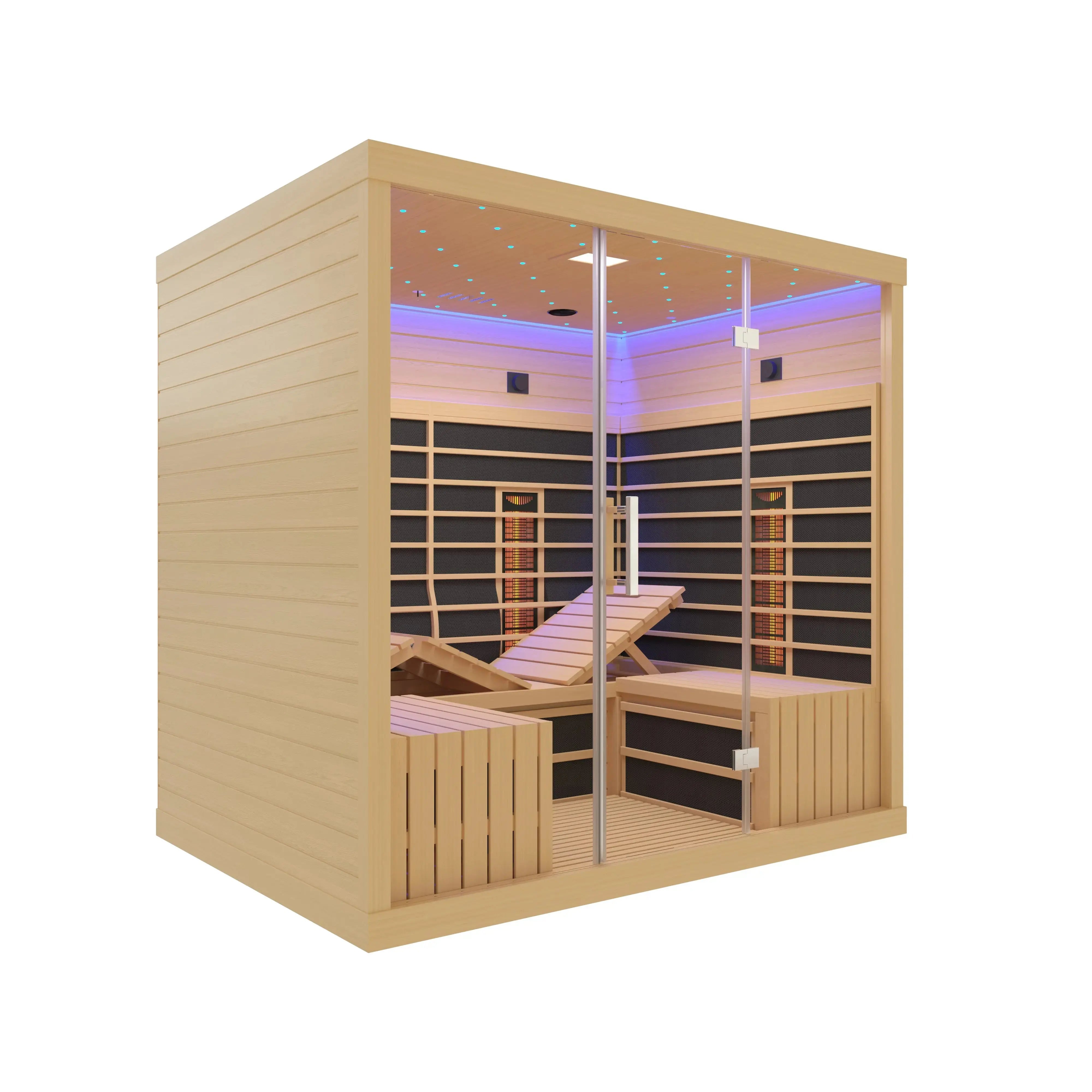 4-6 Person Far Infrared Hemlock Sauna Room - Adjustable Seating
