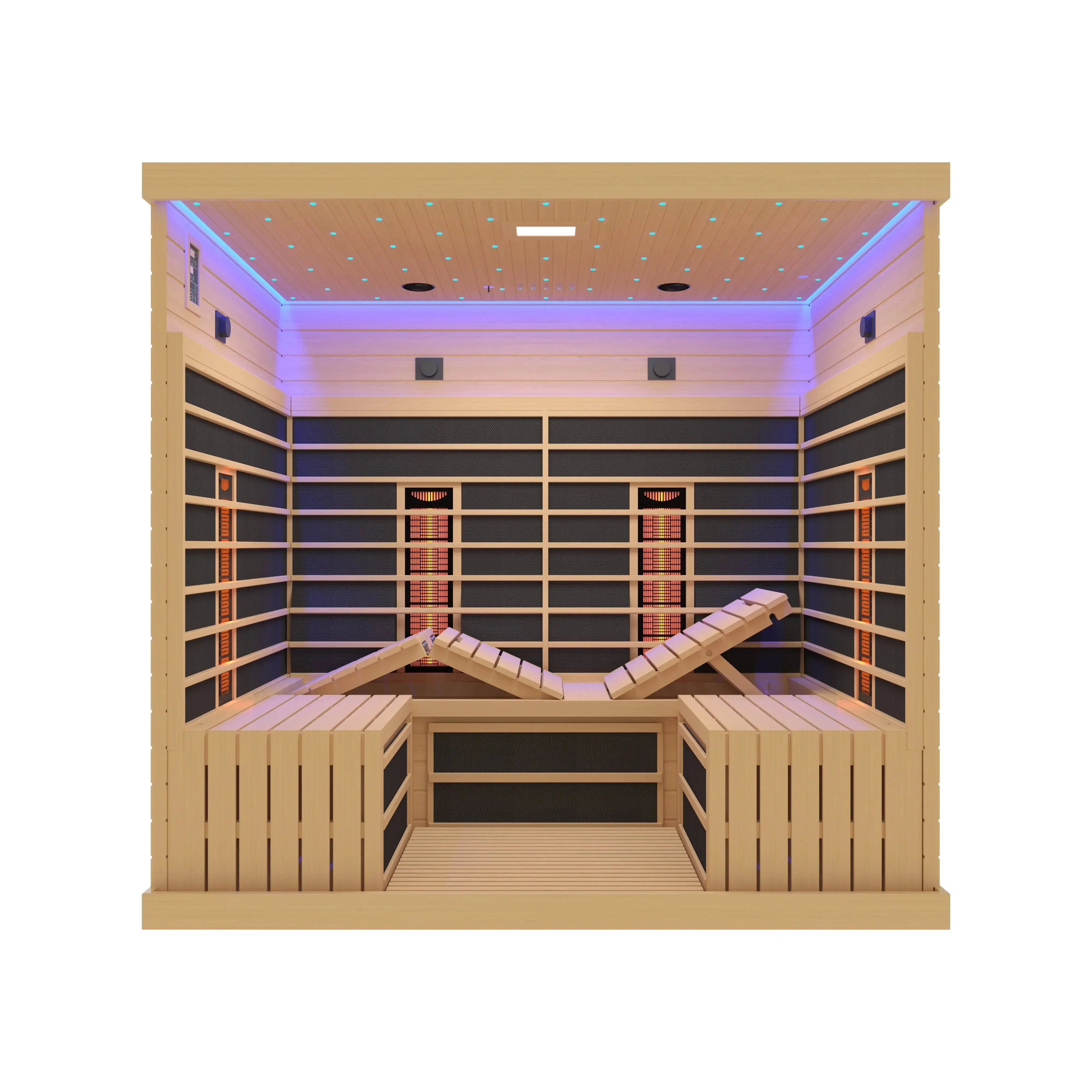 4-6 Person Far Infrared Hemlock Sauna Room - Adjustable Seating