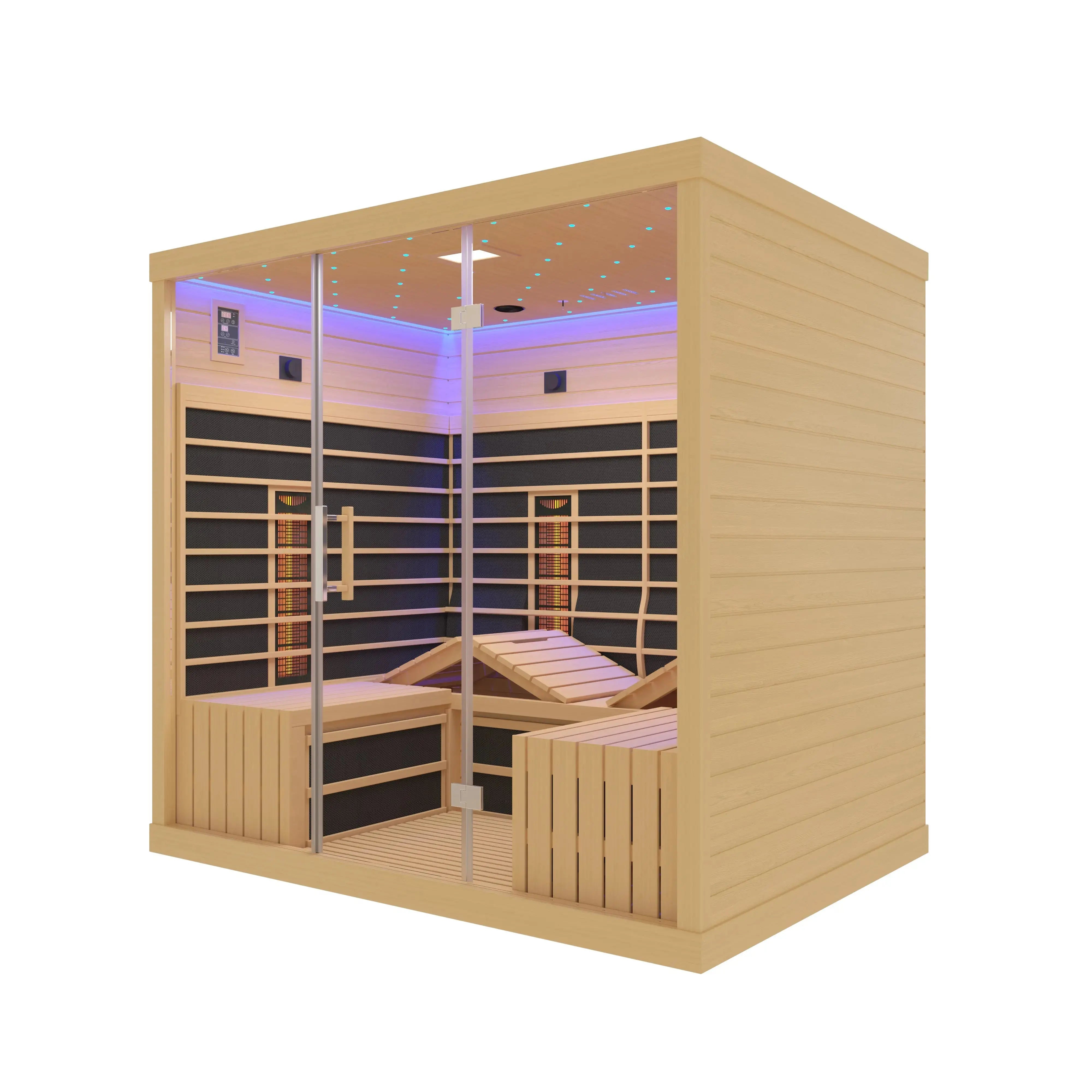 4-6 Person Far Infrared Hemlock Sauna Room - Adjustable Seating