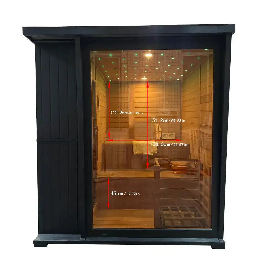 New Luxury High-End Black Square Outdoor Sauna – Modern Backyard Wellness Cabin