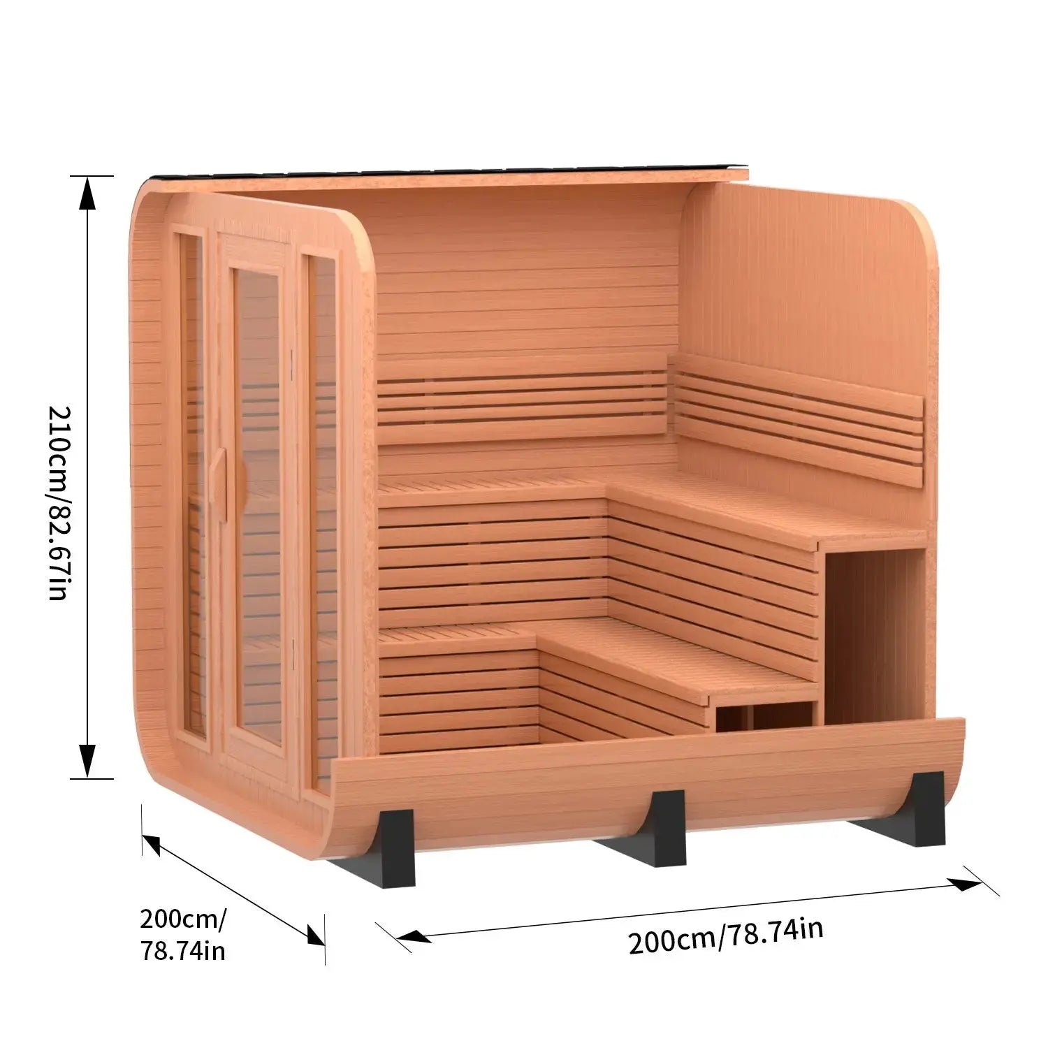 4–6 Person Traditional Red Cedar Sauna – Outdoor Steam Sauna with 9kW Heater