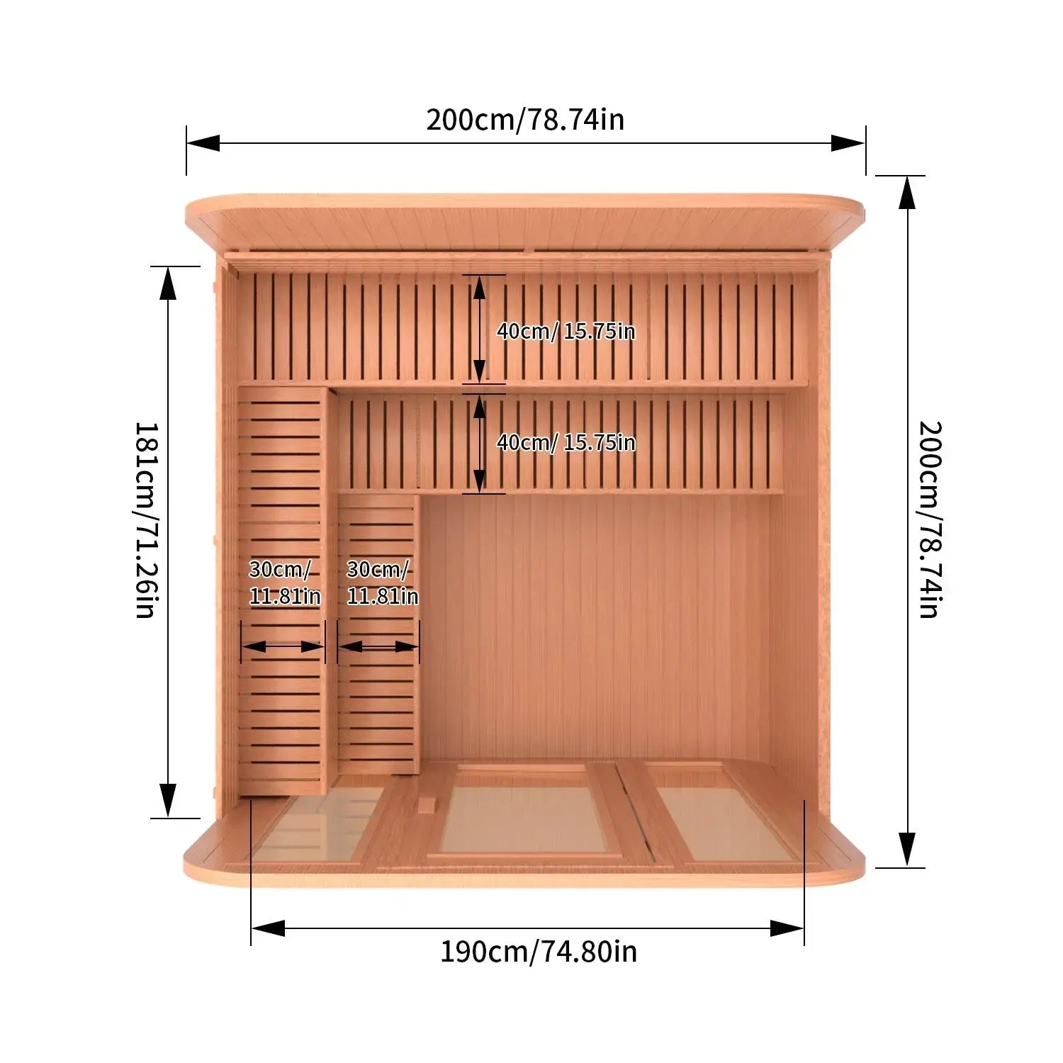 4–6 Person Traditional Red Cedar Sauna – Outdoor Steam Sauna with 9kW Heater