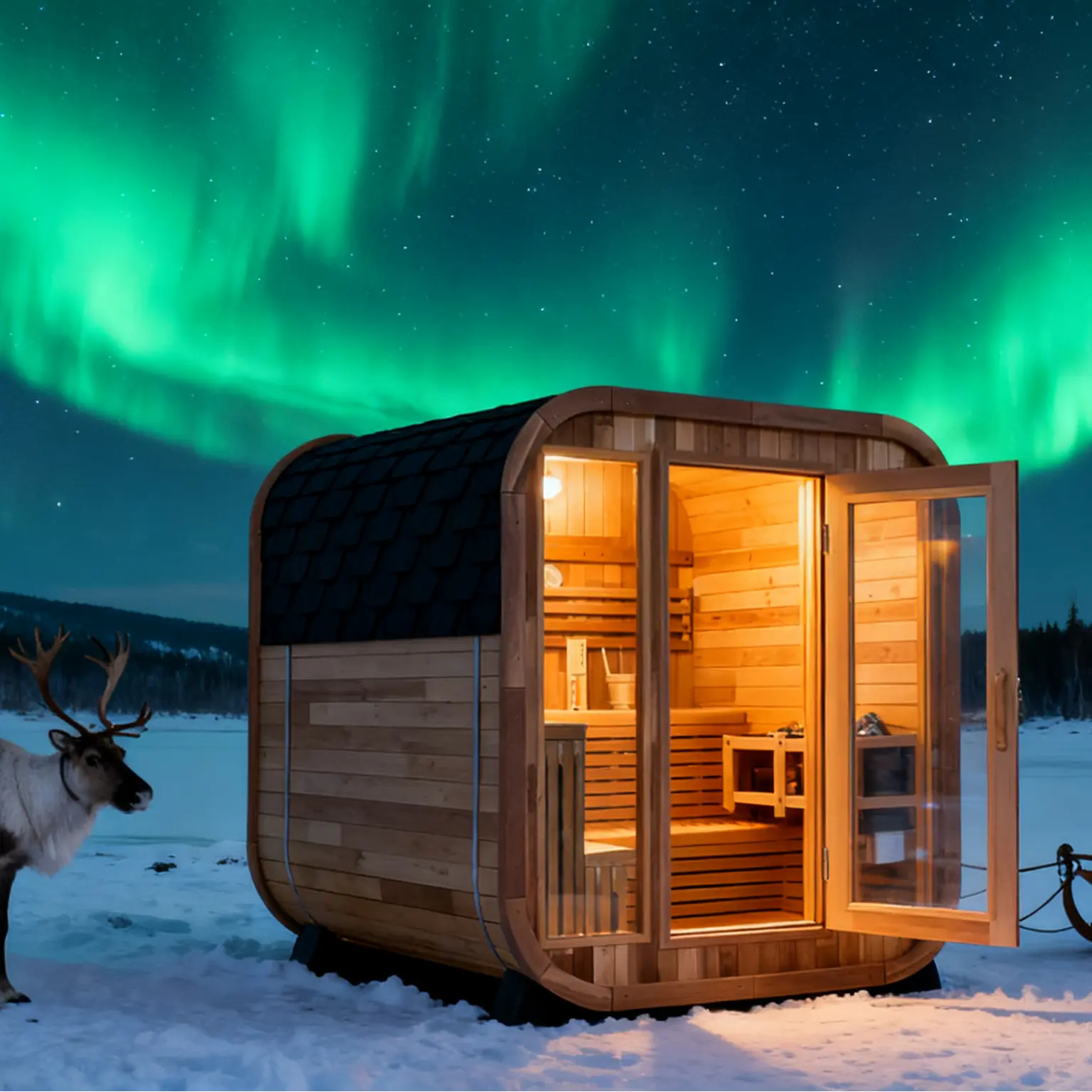 4–6 Person Traditional Red Cedar Sauna – Outdoor Steam Sauna with 9kW Heater
