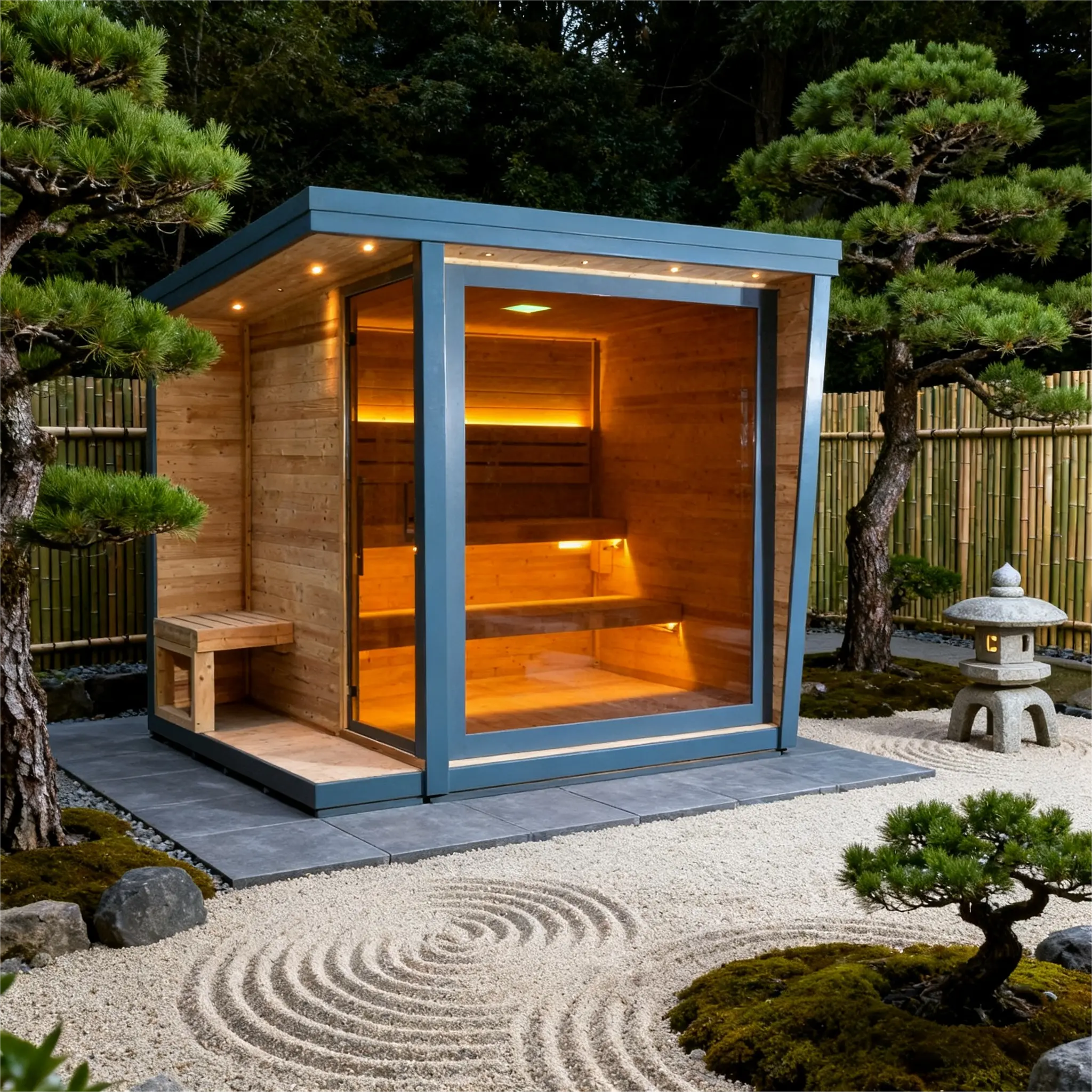 Anyi-5 Square Sauna – Carbonized Spruce Wood | 4-6-Person Home & Indoor Wellness