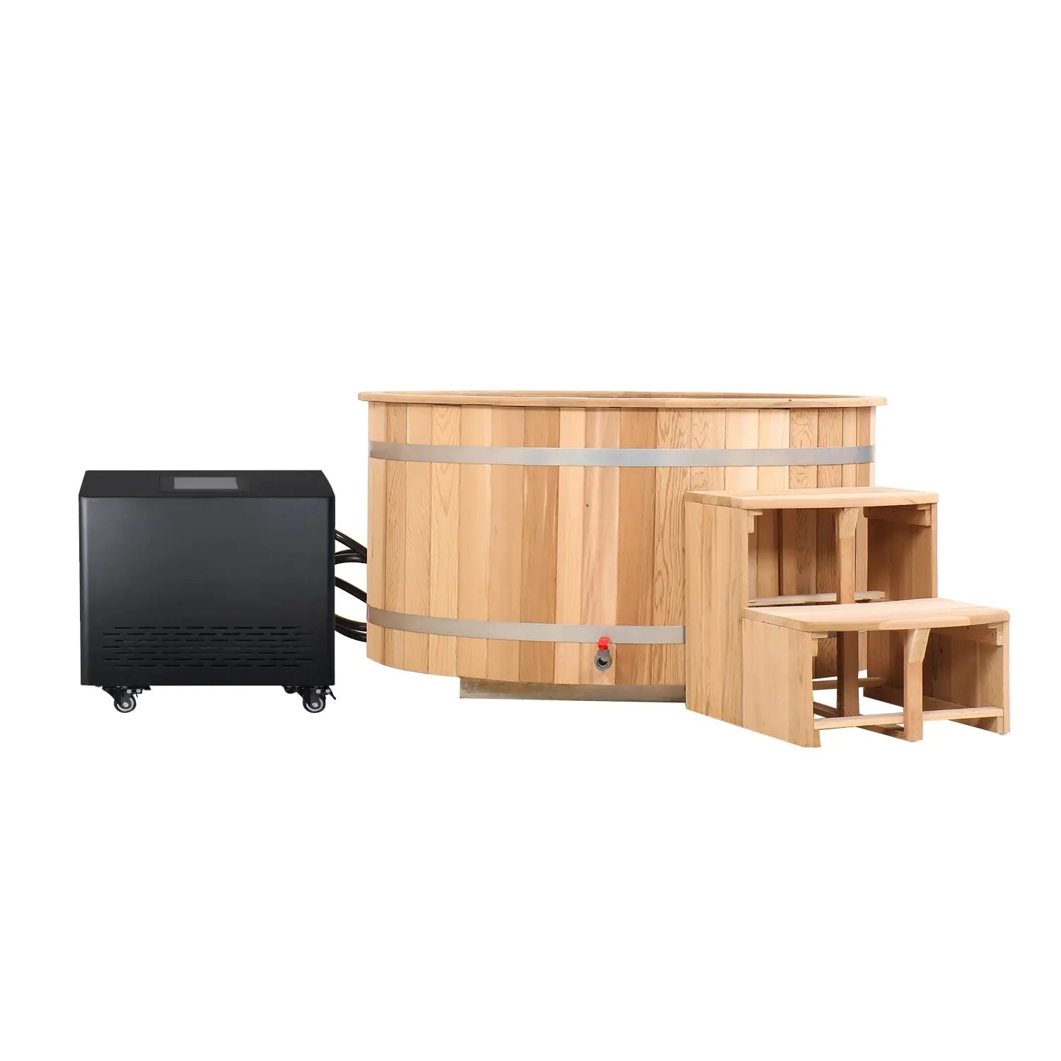 ICE TUB – 2-Person Oval Cold Plunge for Recovery & Wellness, Red Cedar Ice Bath with Chiller