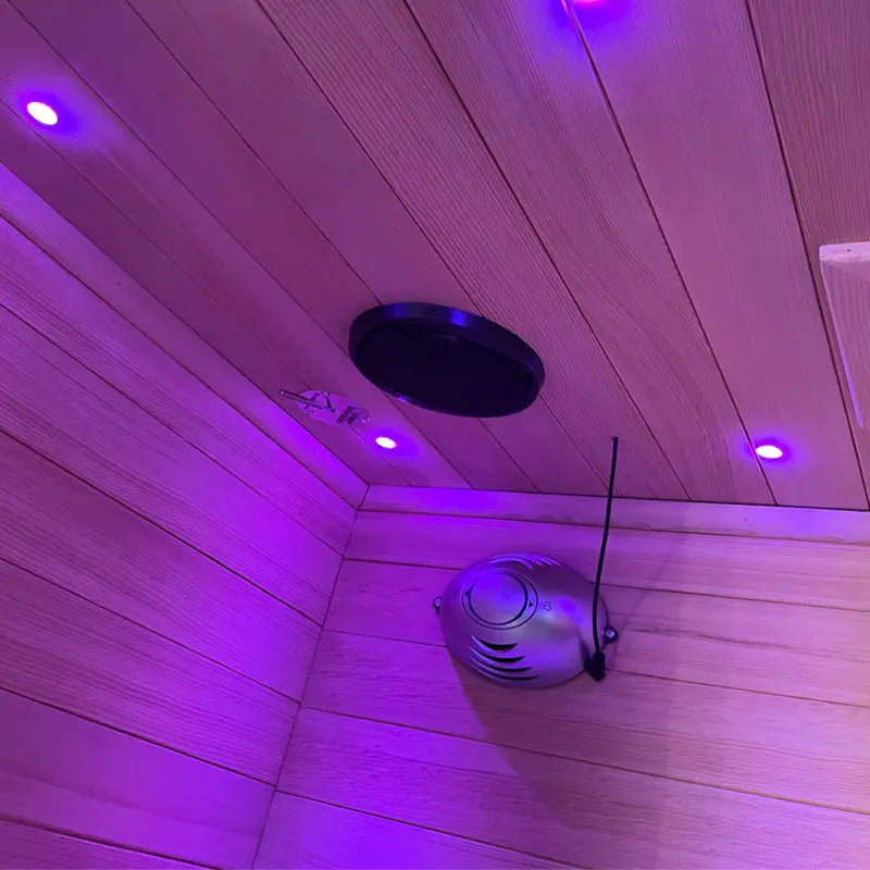 2-Person Far Infrared Sauna – Compact Home Sauna Cabin with Oxygen Ionizer & Color Therapy Lights