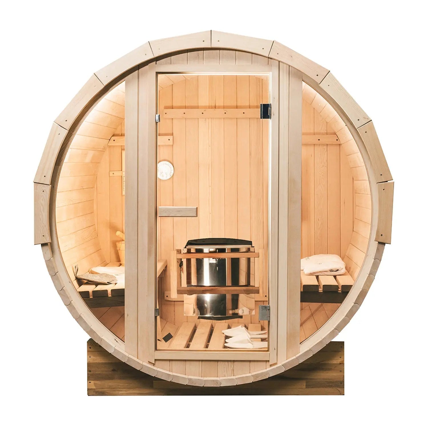 4.9 Ft Outdoor Barrel Sauna – 2-Person Traditional Steam Sauna Kit