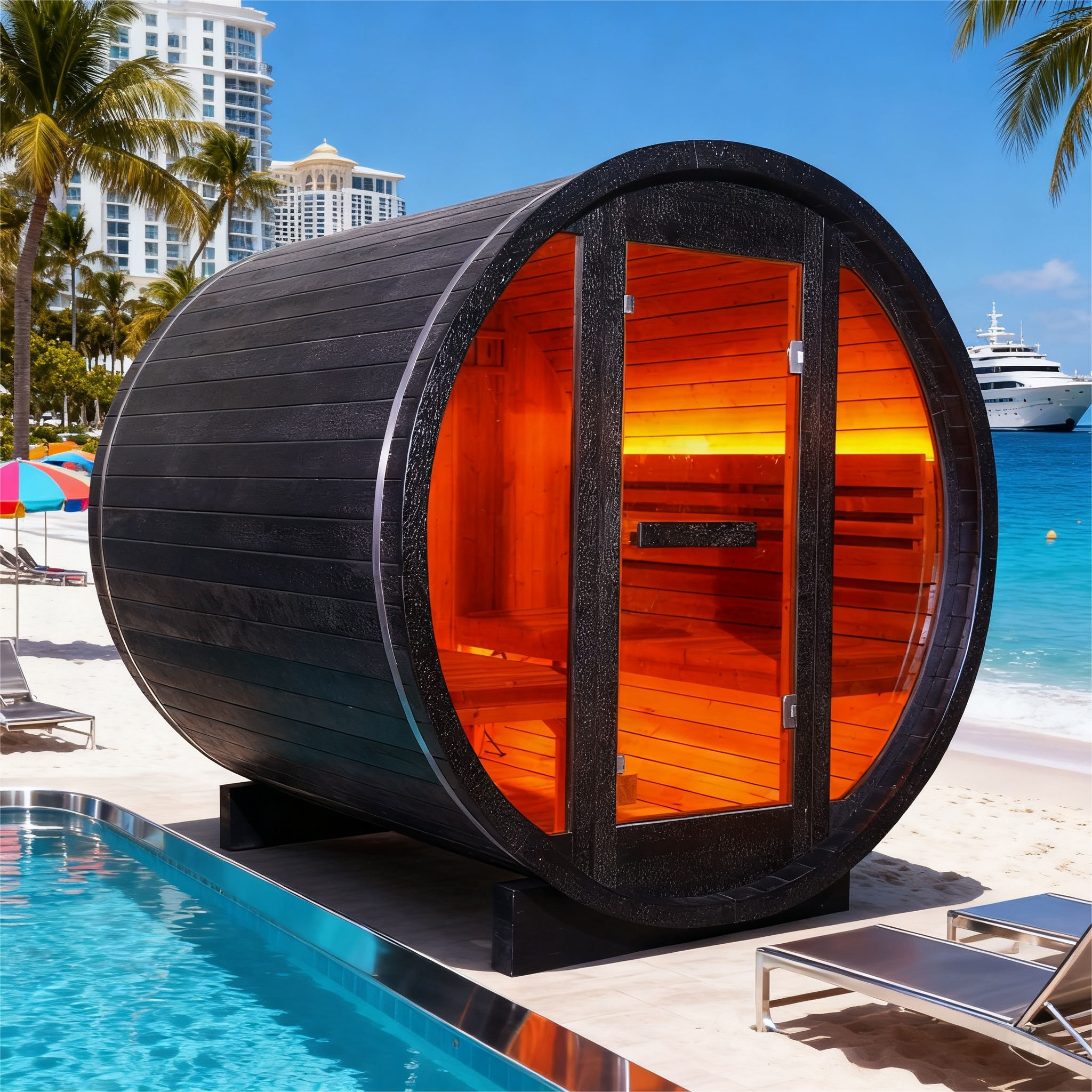 Anyi-6 Outdoor Sauna – Carbonized Spruce Wood | Durable 2-Person Home Wellness
