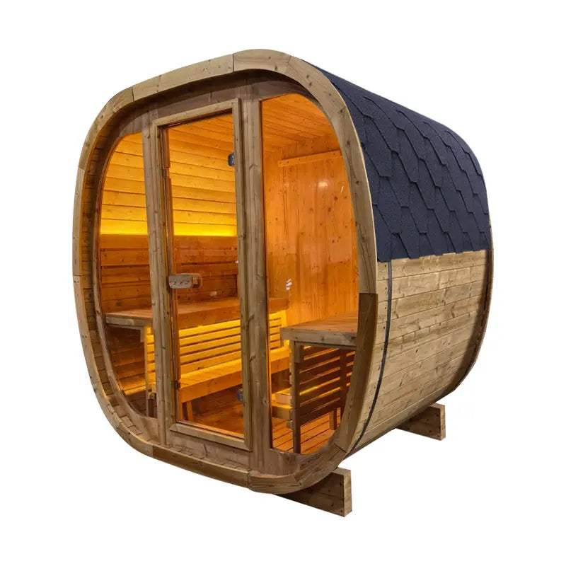 4-Person Brown Square Outdoor Sauna – Traditional Steam Backyard Wellness Cabin