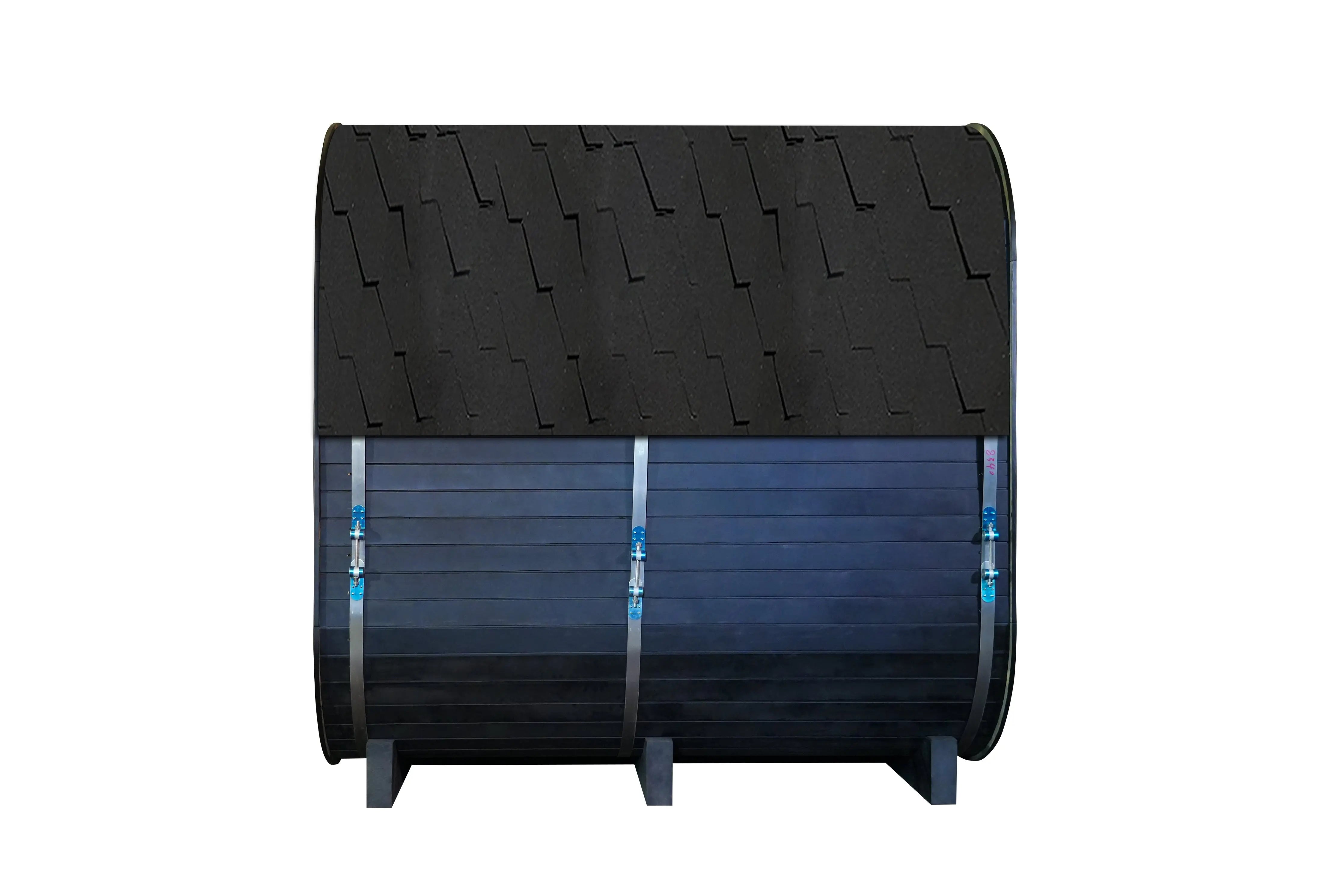 Outdoor Traditional Square Steam Sauna, Carbonized Spruce Wood Sauna Room with Weatherproof Asphalt Shingle Roof, Home Spa Sauna Kit with Tempered Glass Door & Sauna Accessories