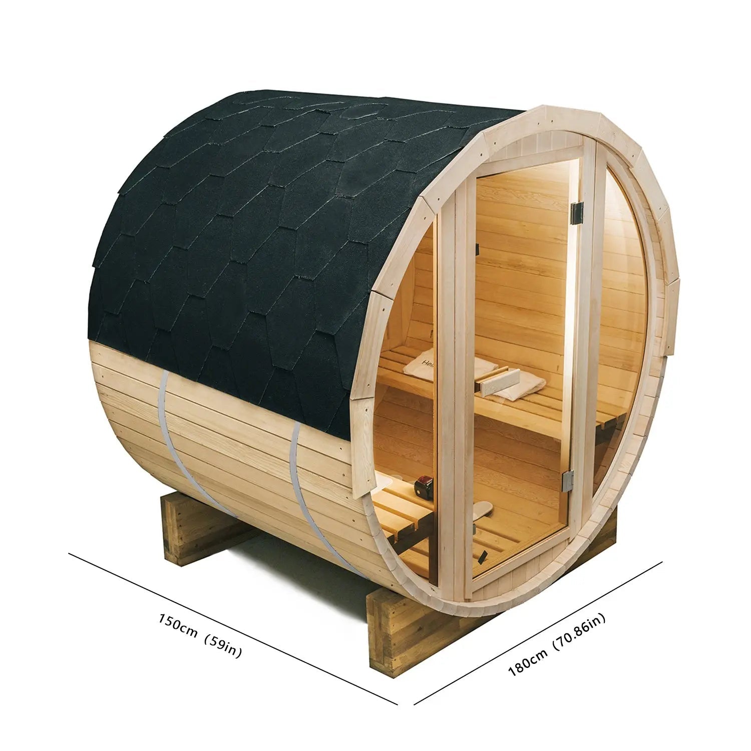 4.9 Ft Outdoor Barrel Sauna – 2-Person Traditional Steam Sauna Kit