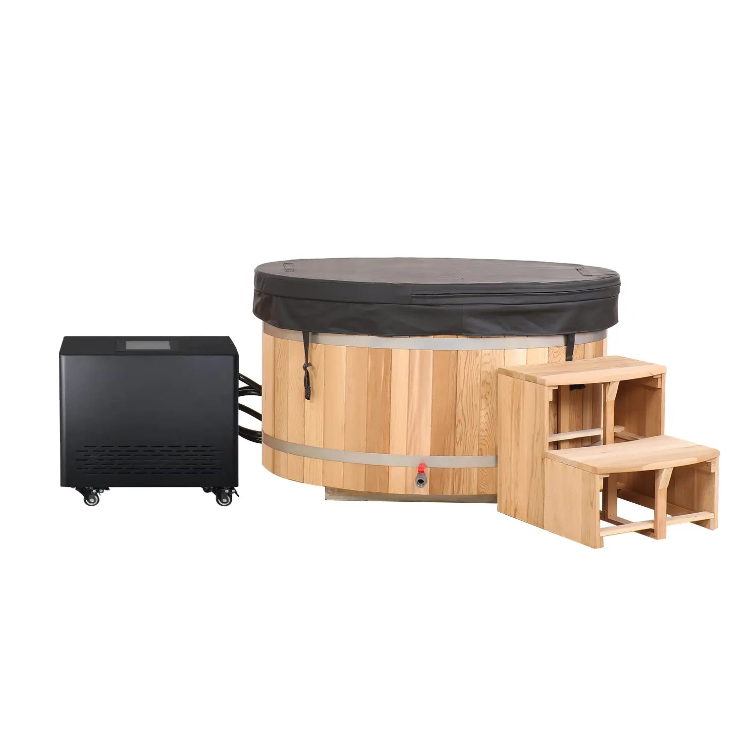ICE TUB – 2-Person Oval Cold Plunge for Recovery & Wellness, Red Cedar Ice Bath with Chiller