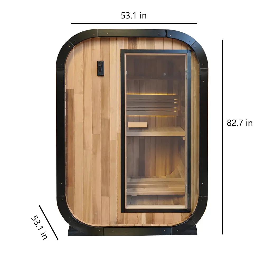 1–2 Person Red Cedar Outdoor Traditional Steam Sauna – Compact Luxury for Backyard Relaxation
