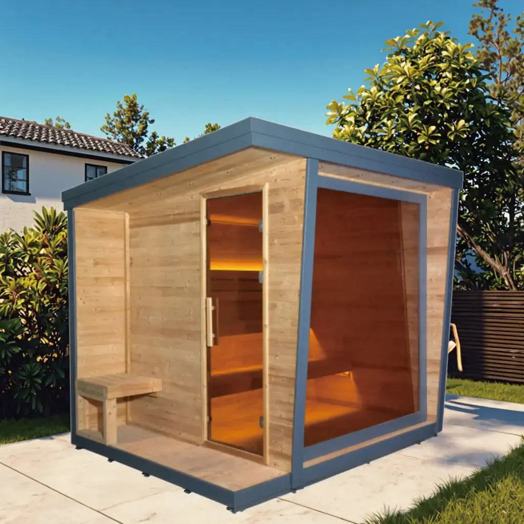 Anyi-5 Square Sauna – Carbonized Spruce Wood | 4-6-Person Home & Indoor Wellness
