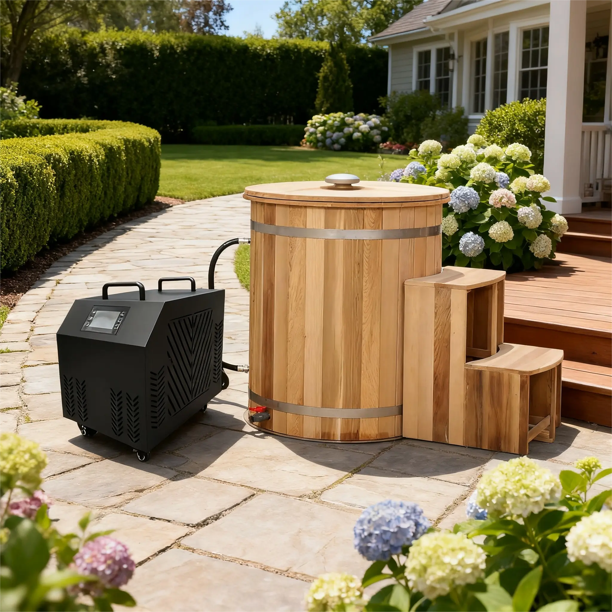 ICE TUB – Personal Cold Plunge Tub for Recovery & Wellness, Red Cedar Ice Bath with Chiller