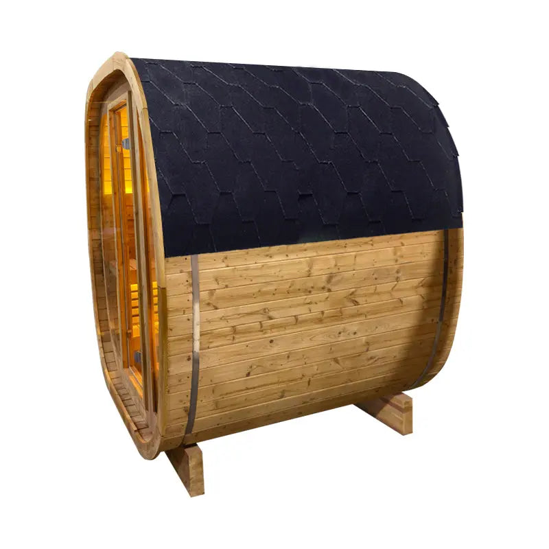 4-Person Brown Square Outdoor Sauna – Traditional Steam Backyard Wellness Cabin