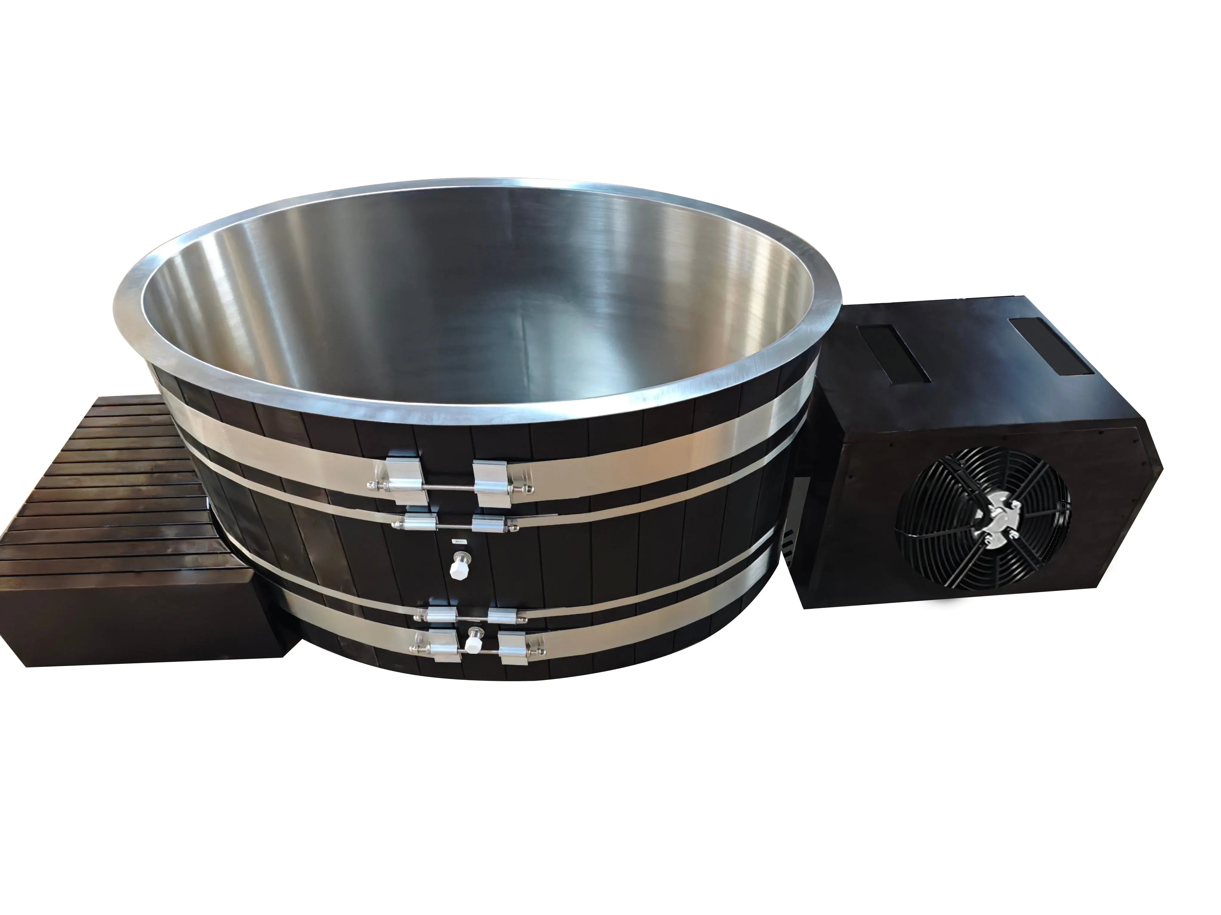 ICE TUB – Black Oval Red Cedar Cold Plunge Tub with Chiller for Recovery & Thermal Contrast Therapy
