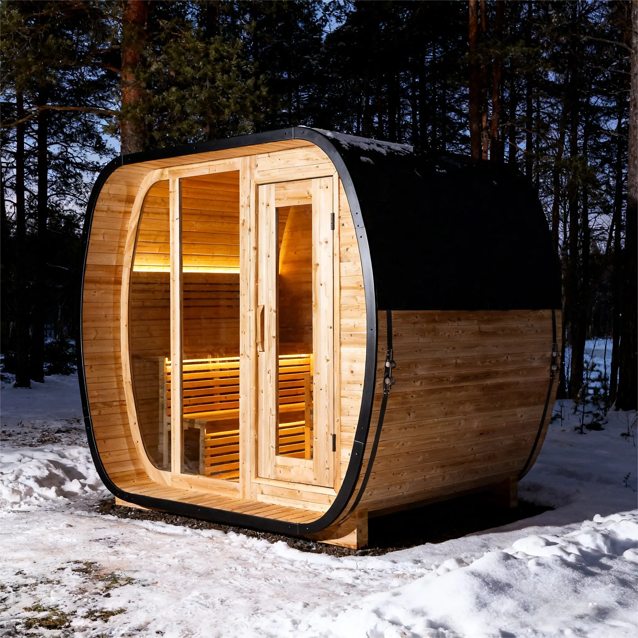 4 - Person Traditional Square Steam Sauna with Built - in Small Changing Room