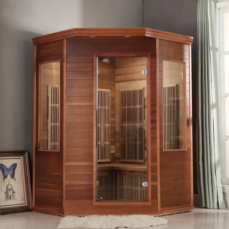 2-3 Person Far Infrared Sauna – Home Sauna Cabin with Oxygen Ionizer & Color Therapy Lights