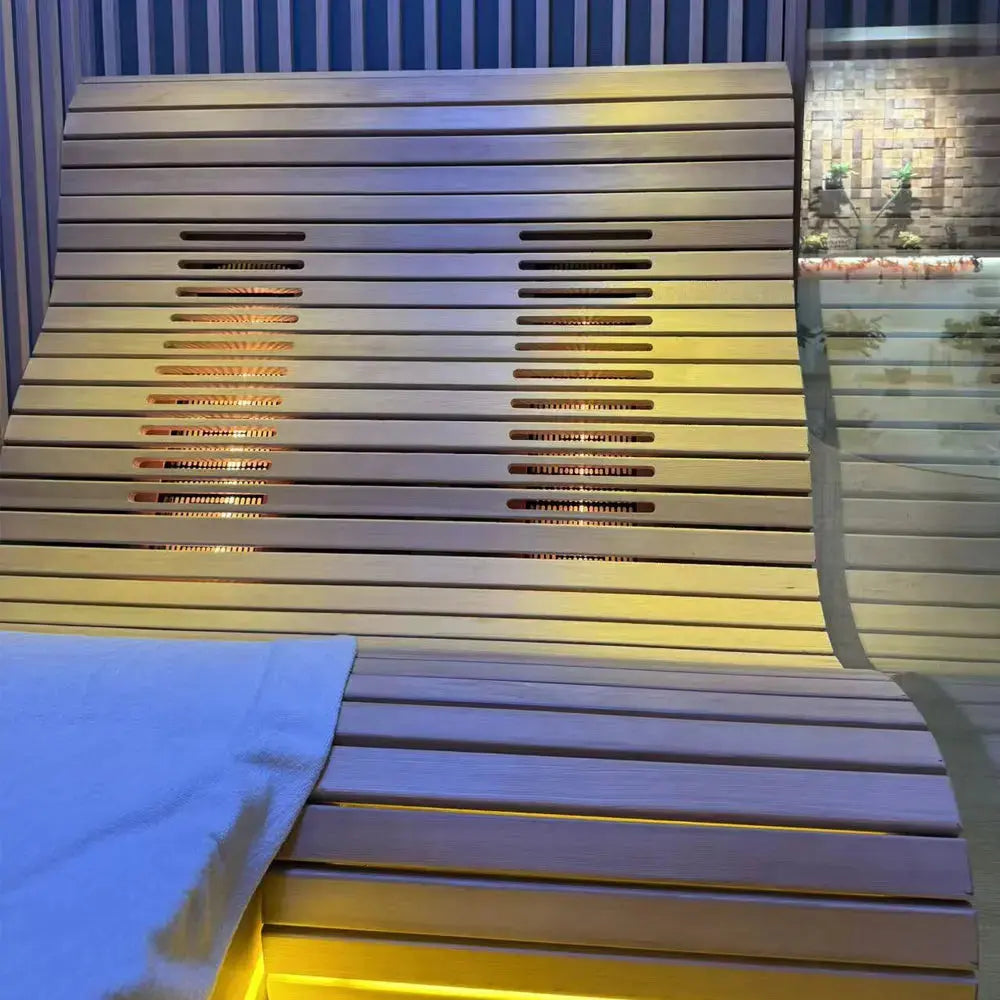 2-6 Person Far Infrared Reclining Chair Hemlock Sauna Room - Reclining Chair + Regular Seat