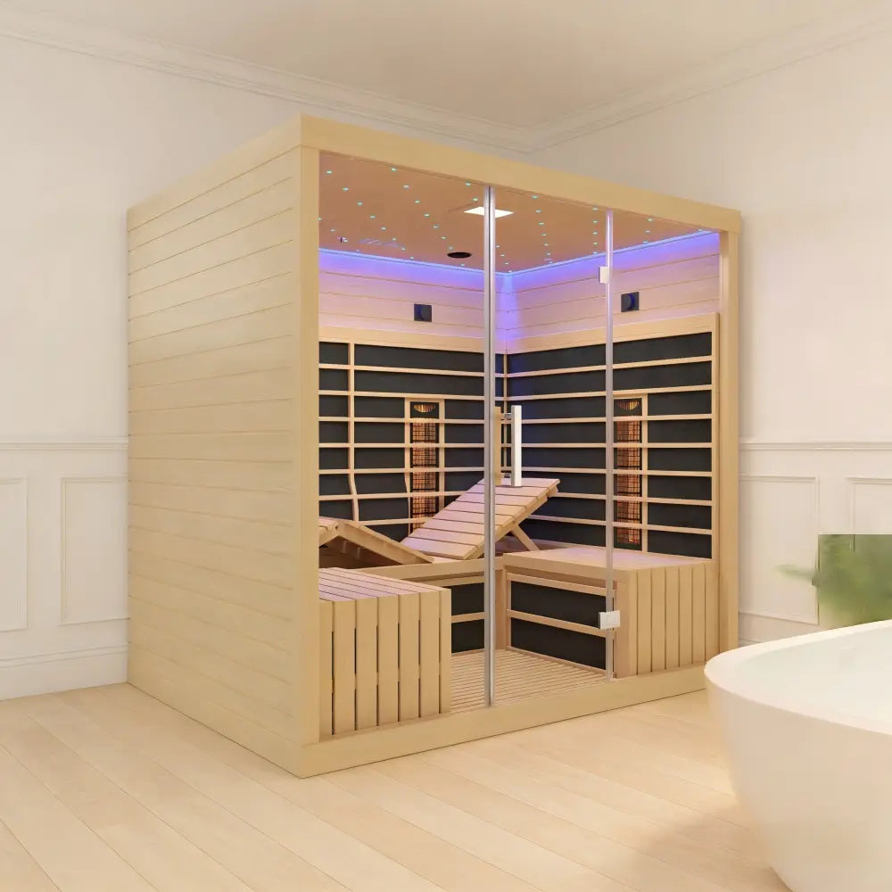 4-6 Person Far Infrared Hemlock Sauna Room - Adjustable Seating