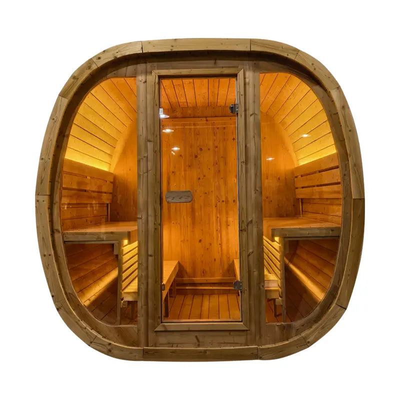 4-Person Brown Square Outdoor Sauna – Traditional Steam Backyard Wellness Cabin