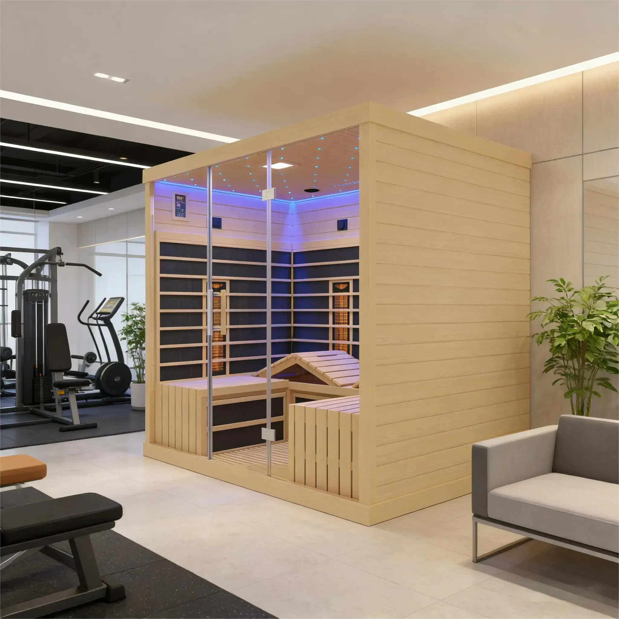 4-6 Person Far Infrared Hemlock Sauna Room - Adjustable Seating
