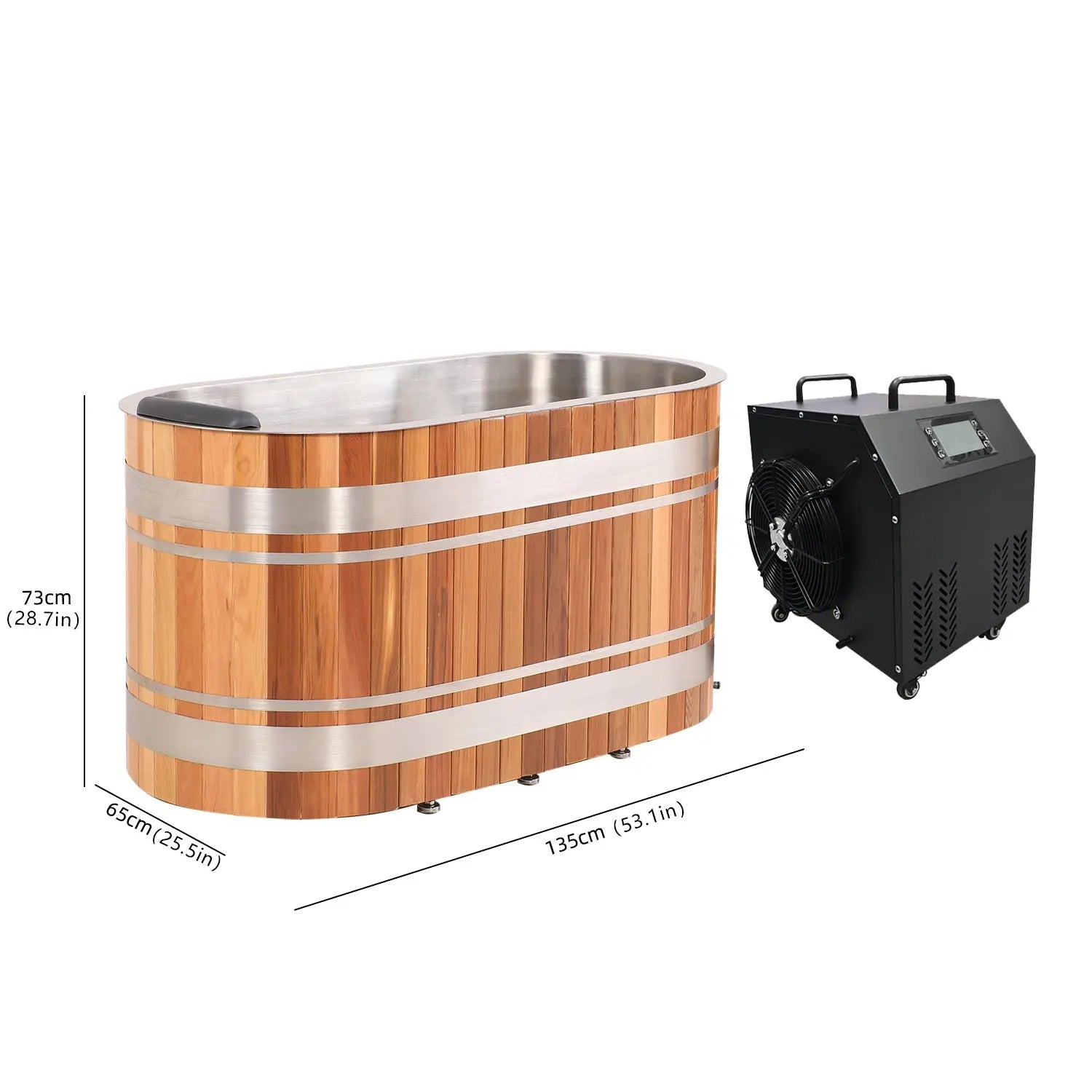 ICE TUB – Single-Person U-Shaped Cold Plunge for Recovery & Wellness, Red Cedar Ice Bath with Chiller
