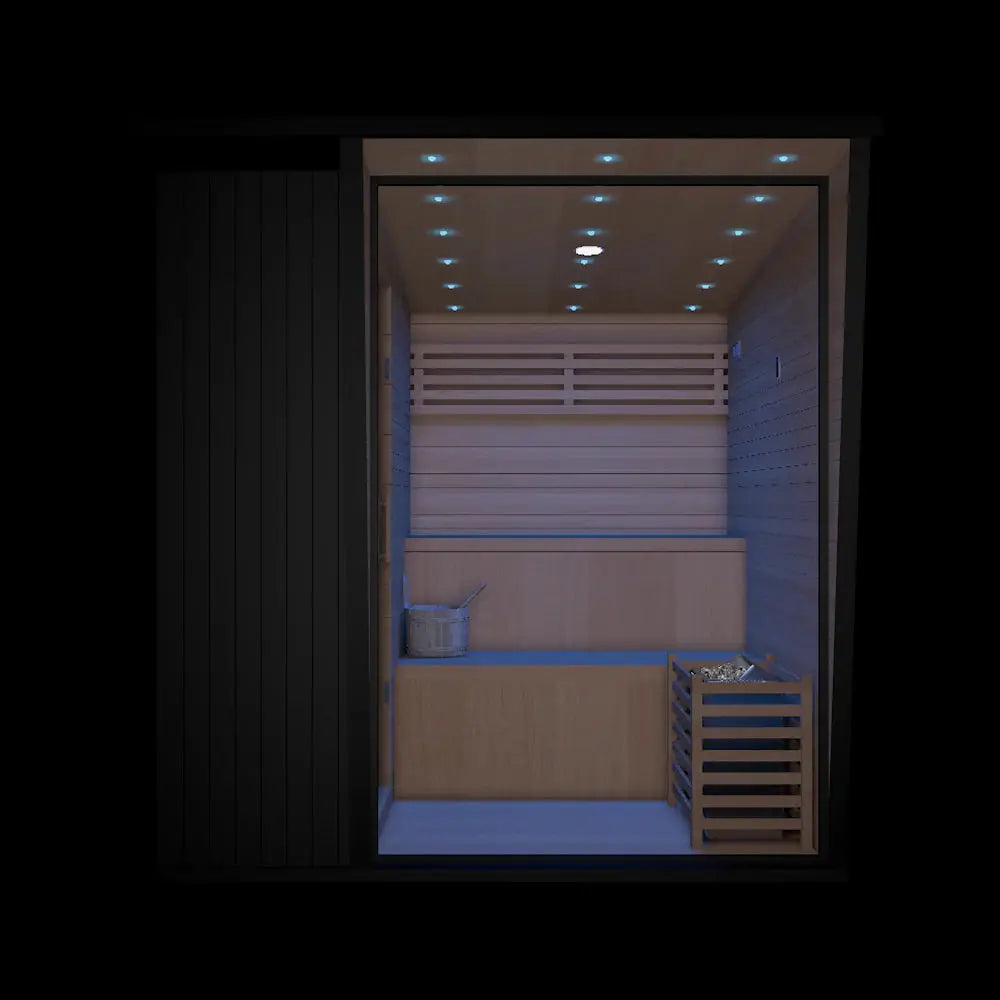 Outdoor Black Square Sauna – Traditional Steam Sauna (2–8 Person Multiple Sizes), 6kW Heater, Outdoor Home Spa