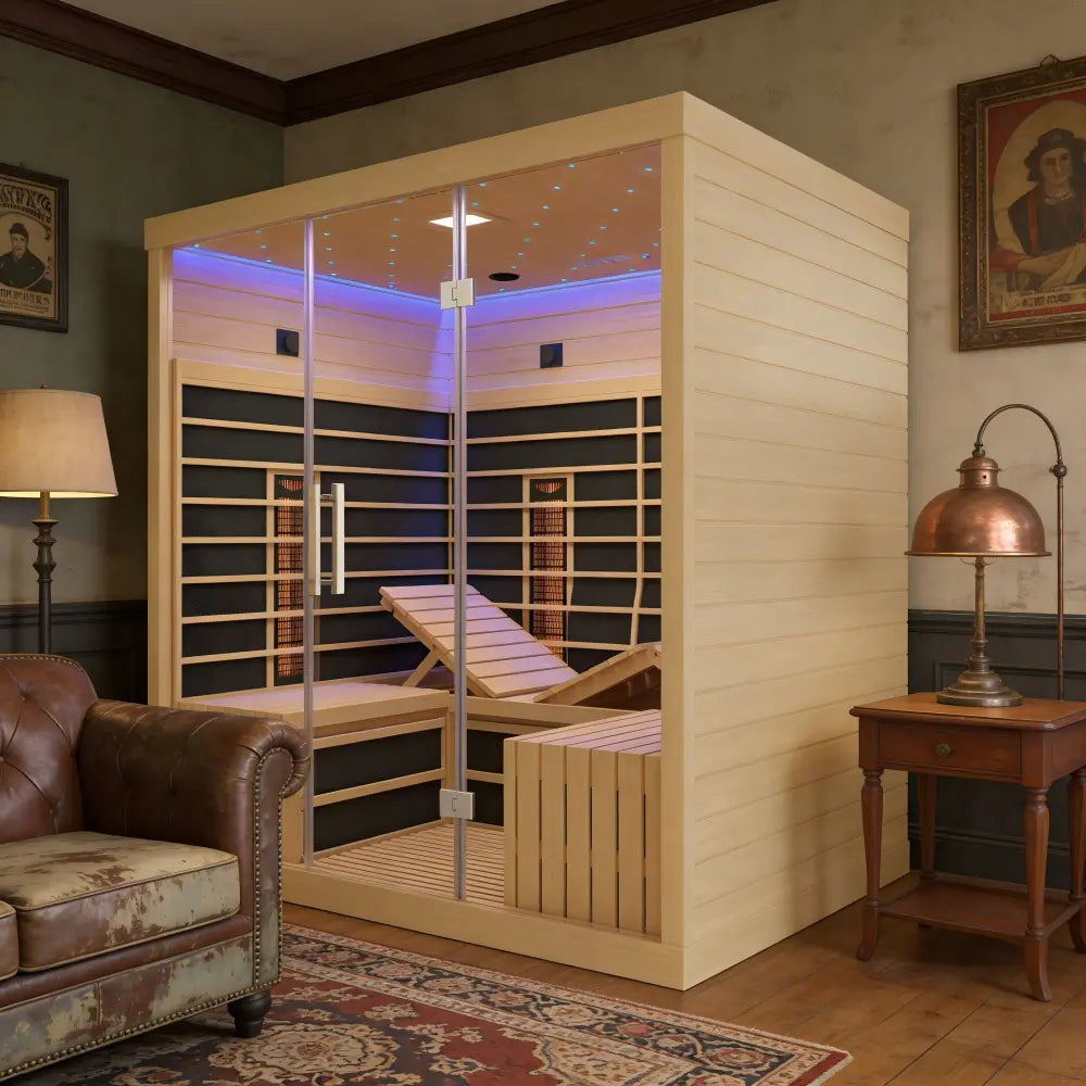 4-6 Person Far Infrared Hemlock Sauna Room - Adjustable Seating