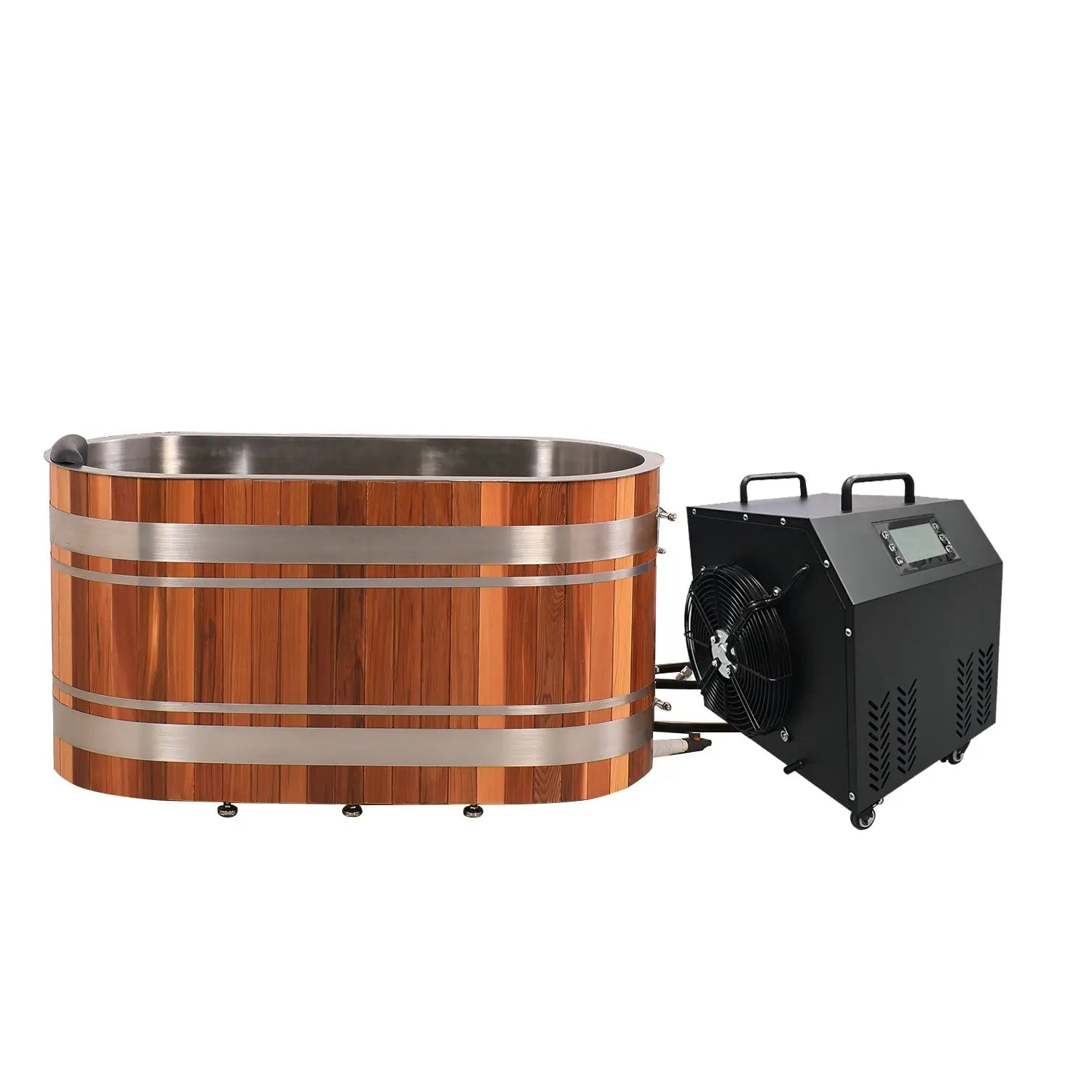 ICE TUB – Single-Person U-Shaped Cold Plunge for Recovery & Wellness, Red Cedar Ice Bath with Chiller