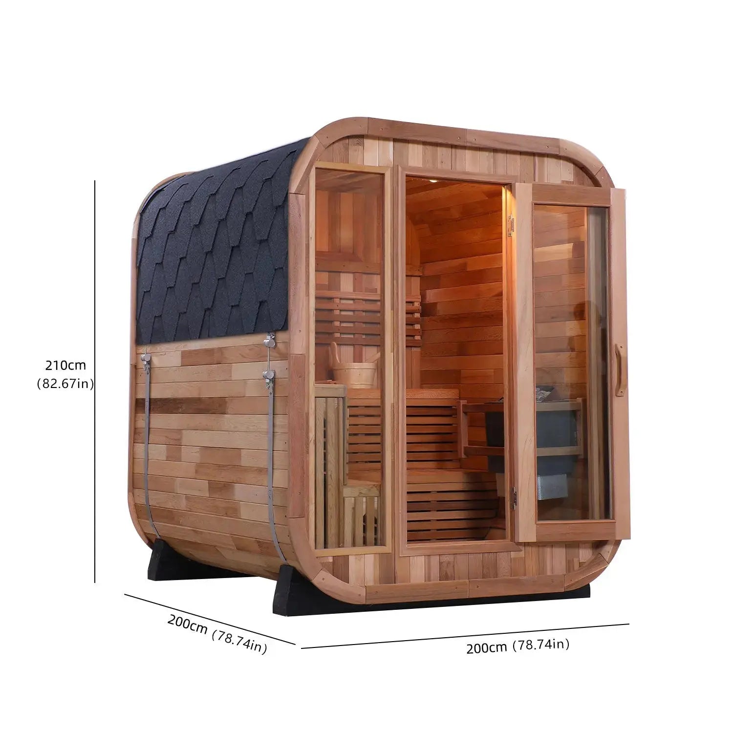4–6 Person Traditional Red Cedar Sauna – Outdoor Steam Sauna with 9kW Heater