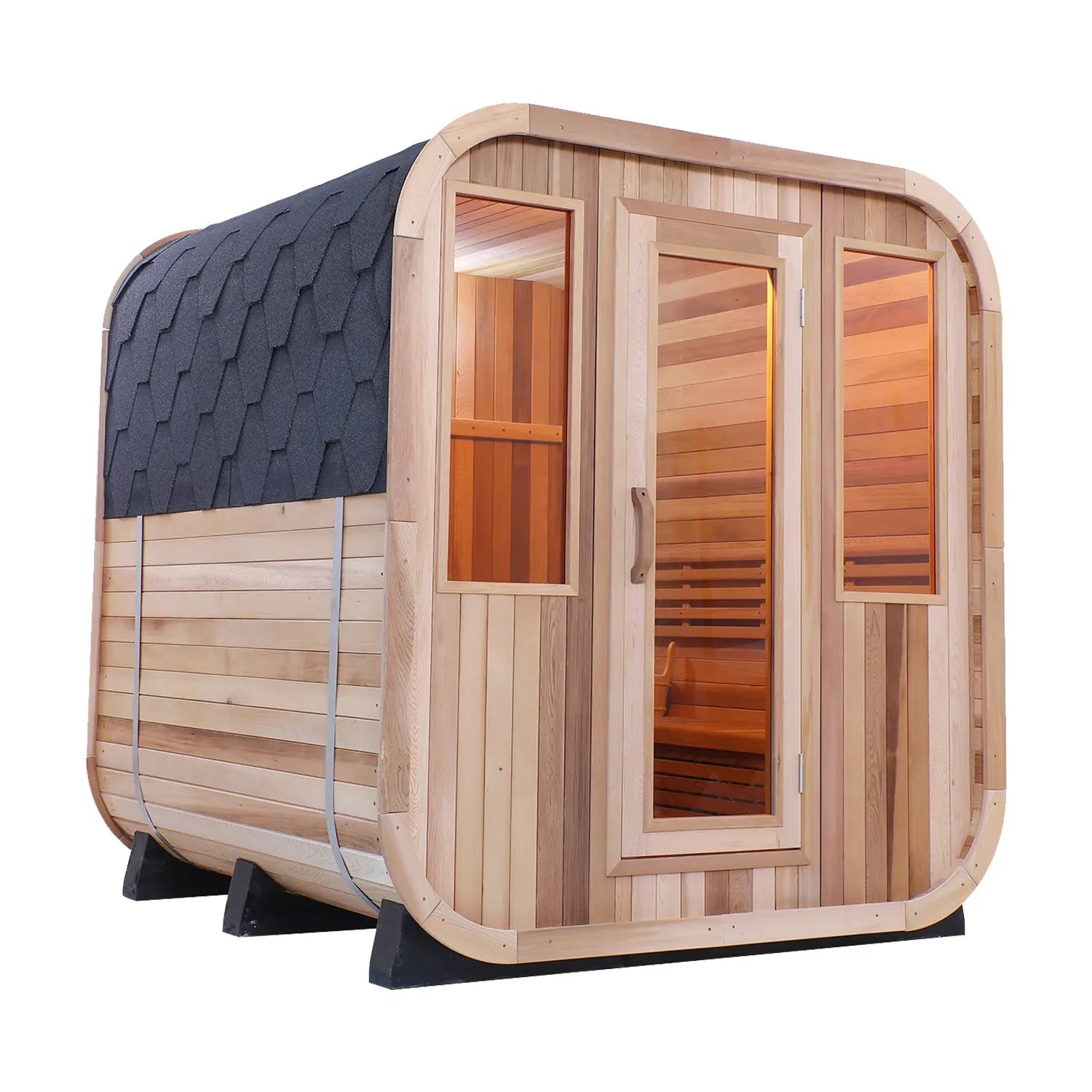 4–6 Person Traditional Red Cedar Sauna – Outdoor Home Steam Sauna with 6kW Heater