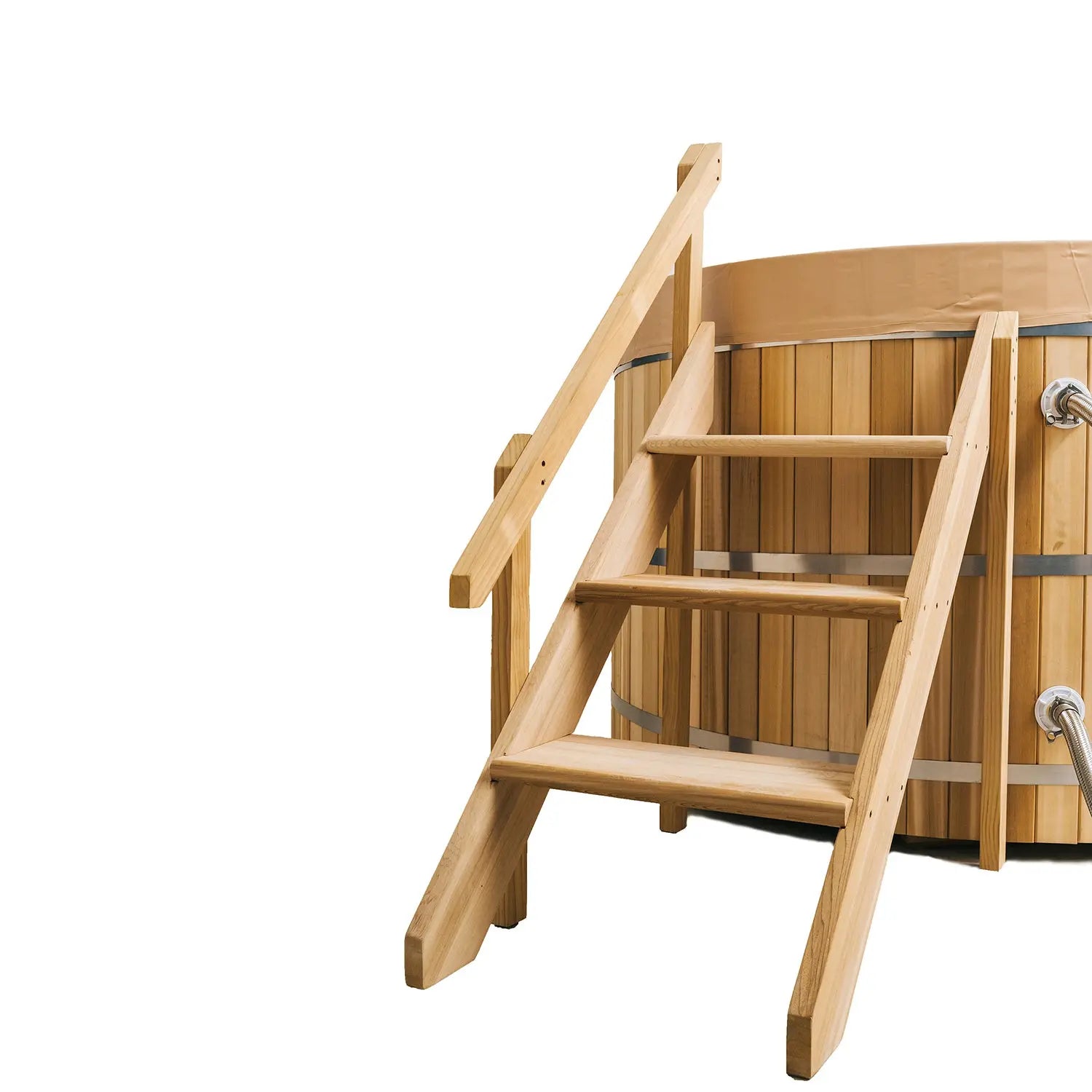 Anyi Red Cedar Outdoor Wood-Fired Hot Tub – Single Person External Oven Heating Spa Tub