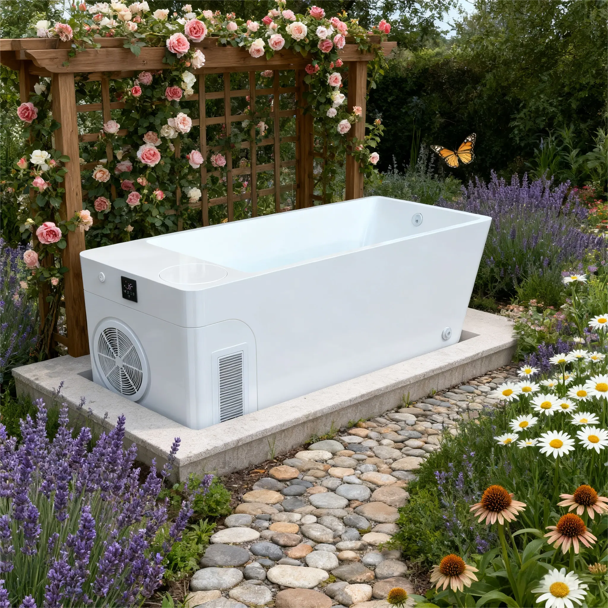 Anyi Acrylic ICE TUB – Single Person Cold Plunge Tub with Ice Bath Chiller for Recovery & Wellness