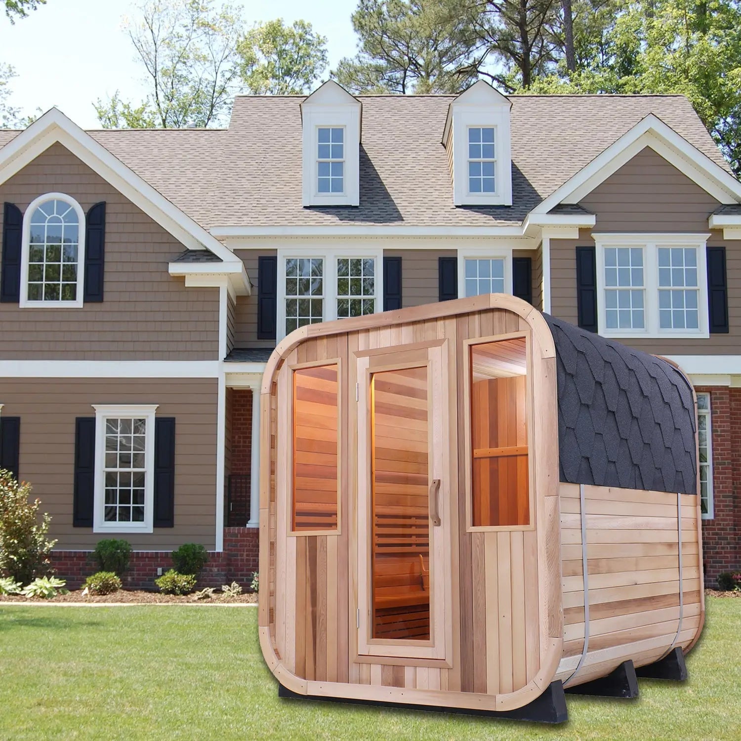 4–6 Person Traditional Red Cedar Sauna – Outdoor Home Steam Sauna with 6kW Heater