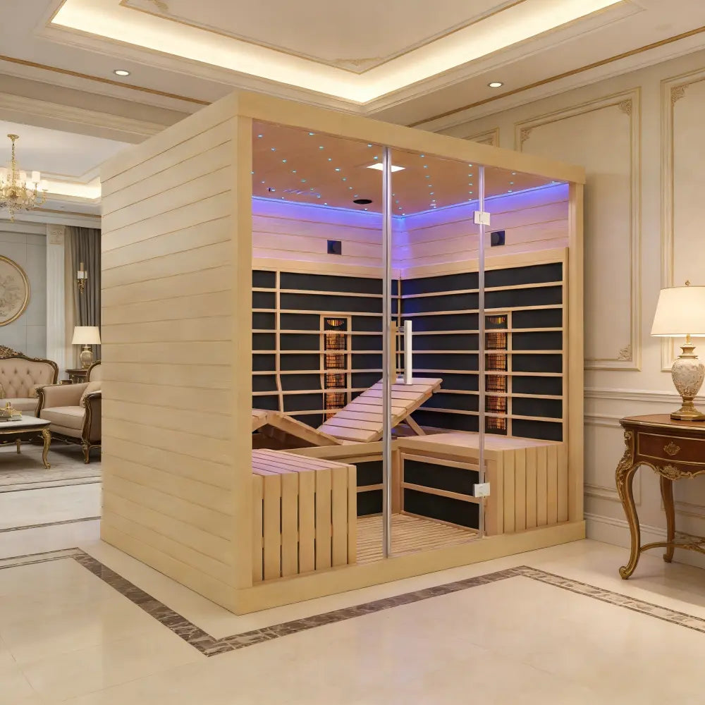 4-6 Person Far Infrared Hemlock Sauna Room - Adjustable Seating
