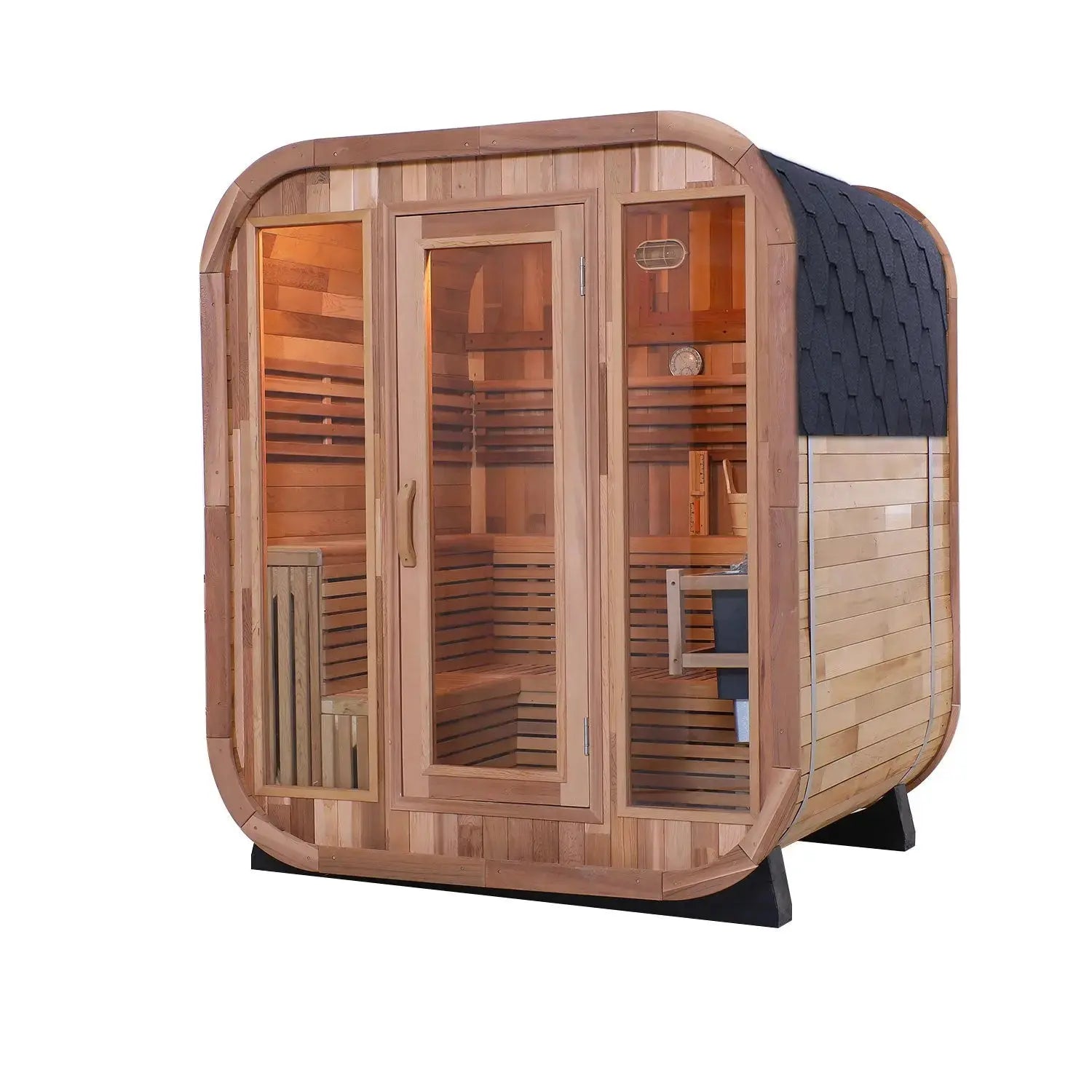 4–6 Person Traditional Red Cedar Sauna – Outdoor Steam Sauna with 9kW Heater