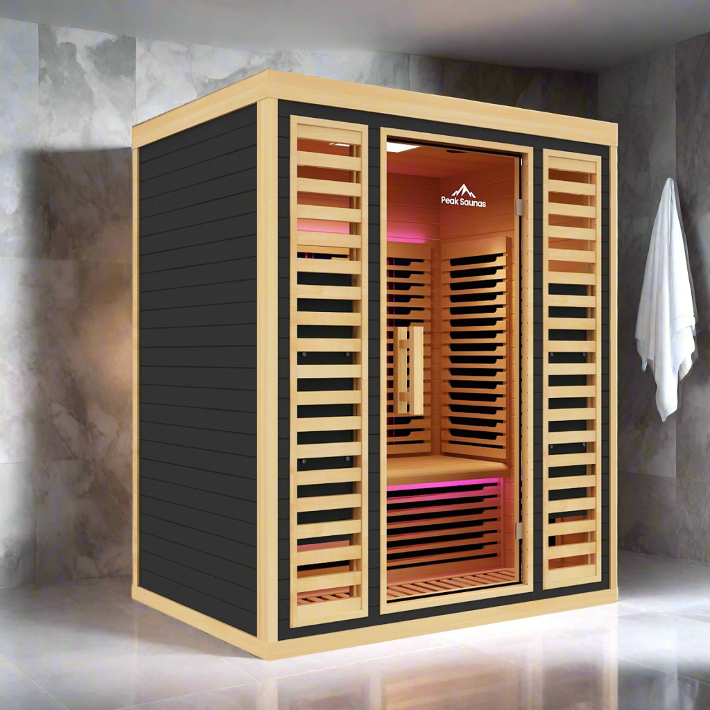 Peak Saunas Denali 3-Person Full Spectrum Infrared Sauna with Built-In XL Medical-Grade Red Light Therapy & Smart WiFi App Control